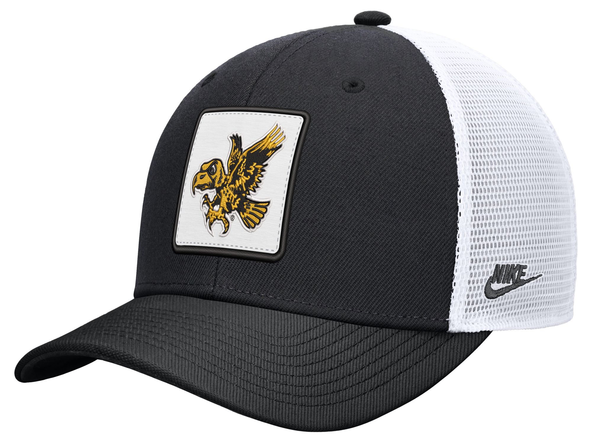 Nike Adult Iowa Hawkeyes Black Patch Structured Rise Trucker Hat