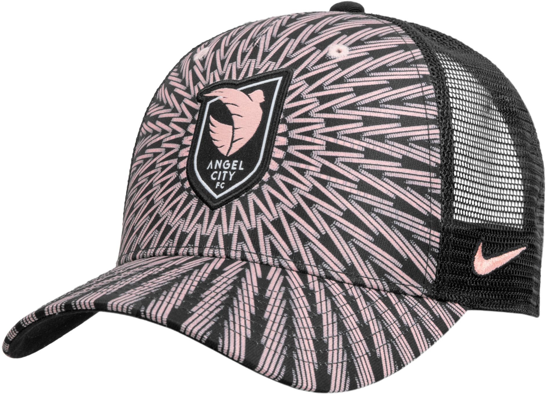 Nike Adult Angel City FC 2026 Grey All Over Print Adjustable Trucker Hat