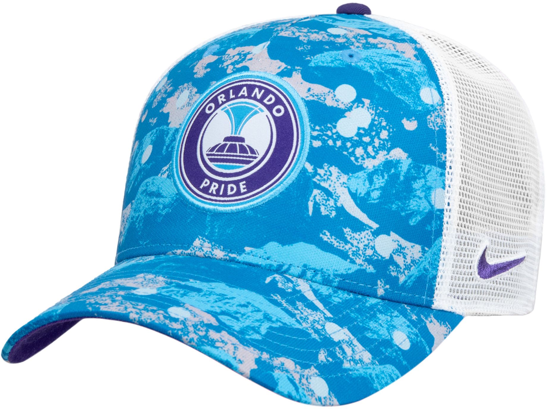 Nike Adult Orlando Pride 2026 White All Over Print Adjustable Trucker Hat
