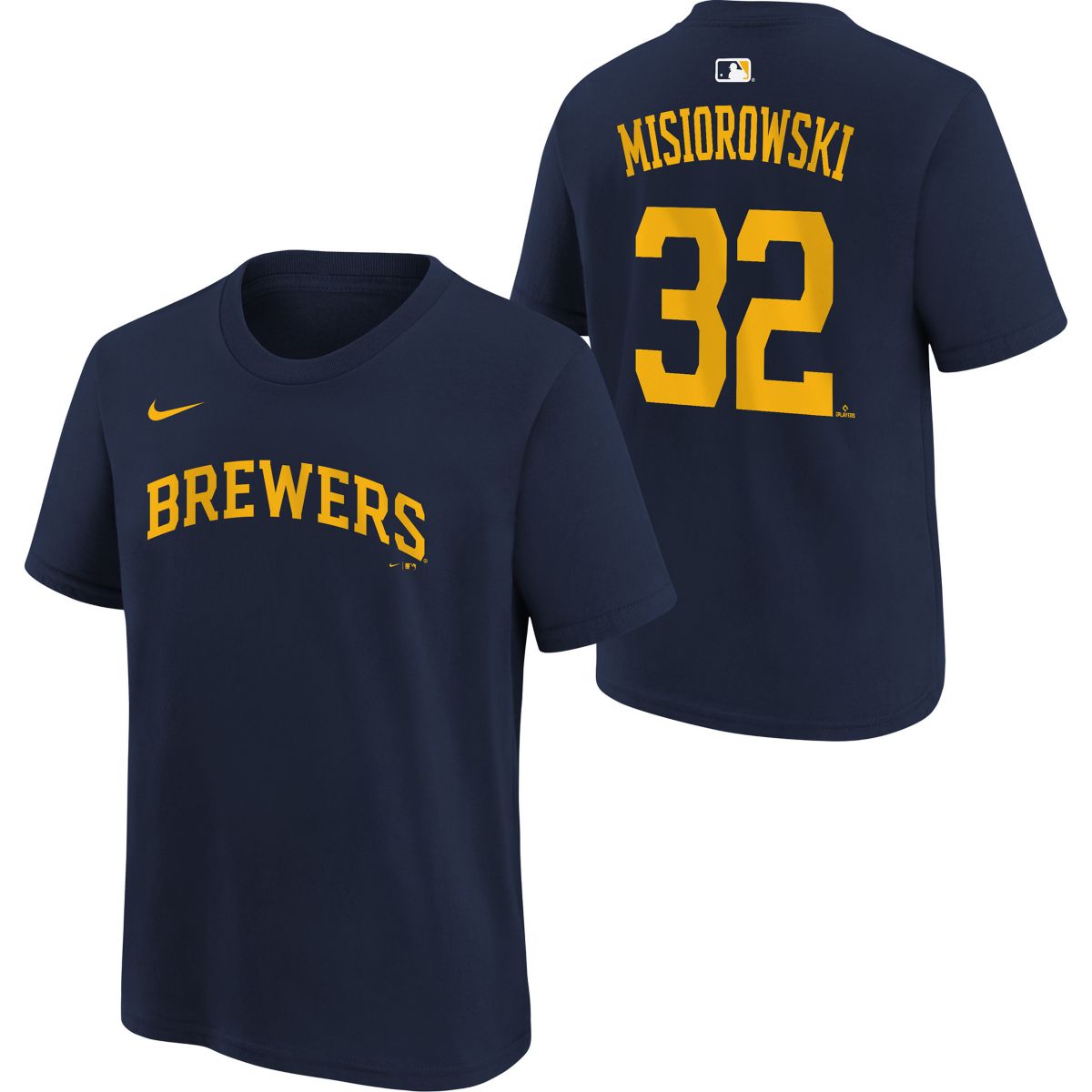 Nike Youth Milwaukee Brewers Brice Turang #2 Navy Home T-Shirt