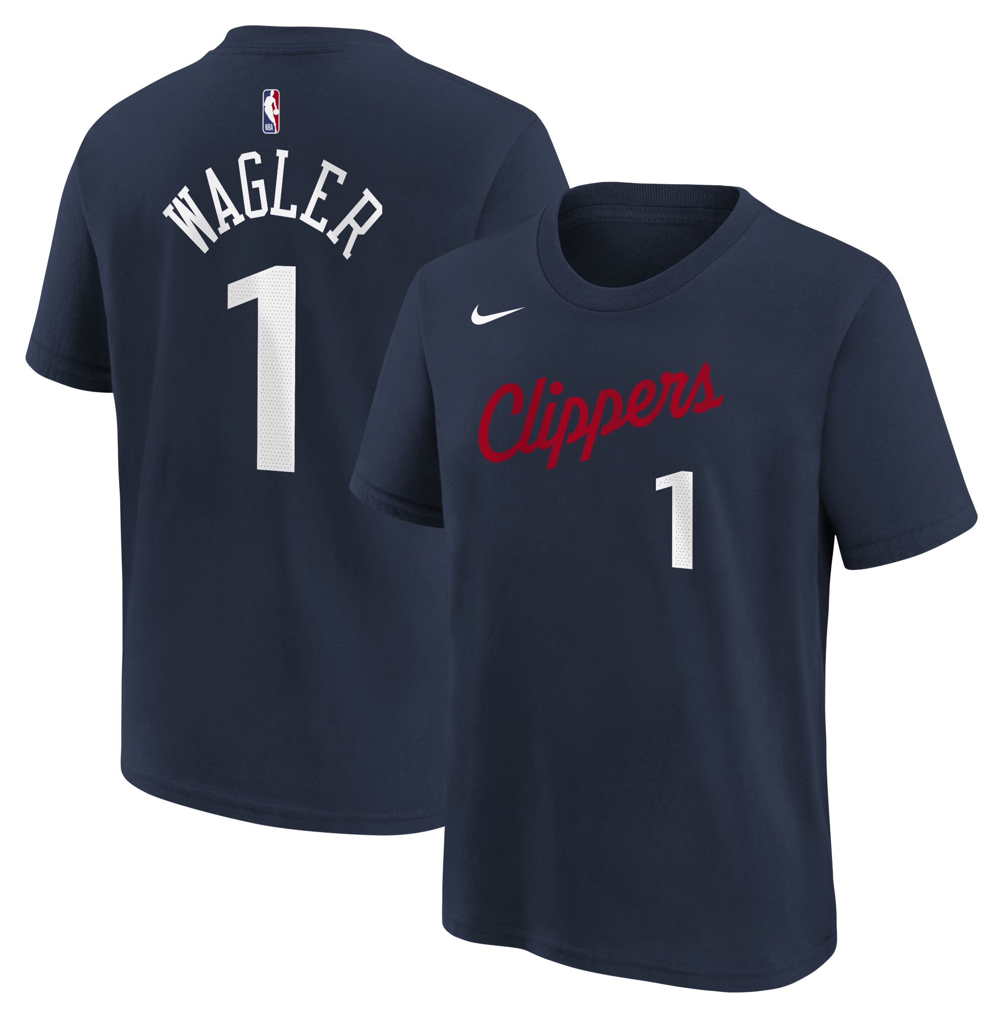 Nike Boys' Los Angeles Clippers Navy Keaton Wagler #1 Icon Edition T-Shirt