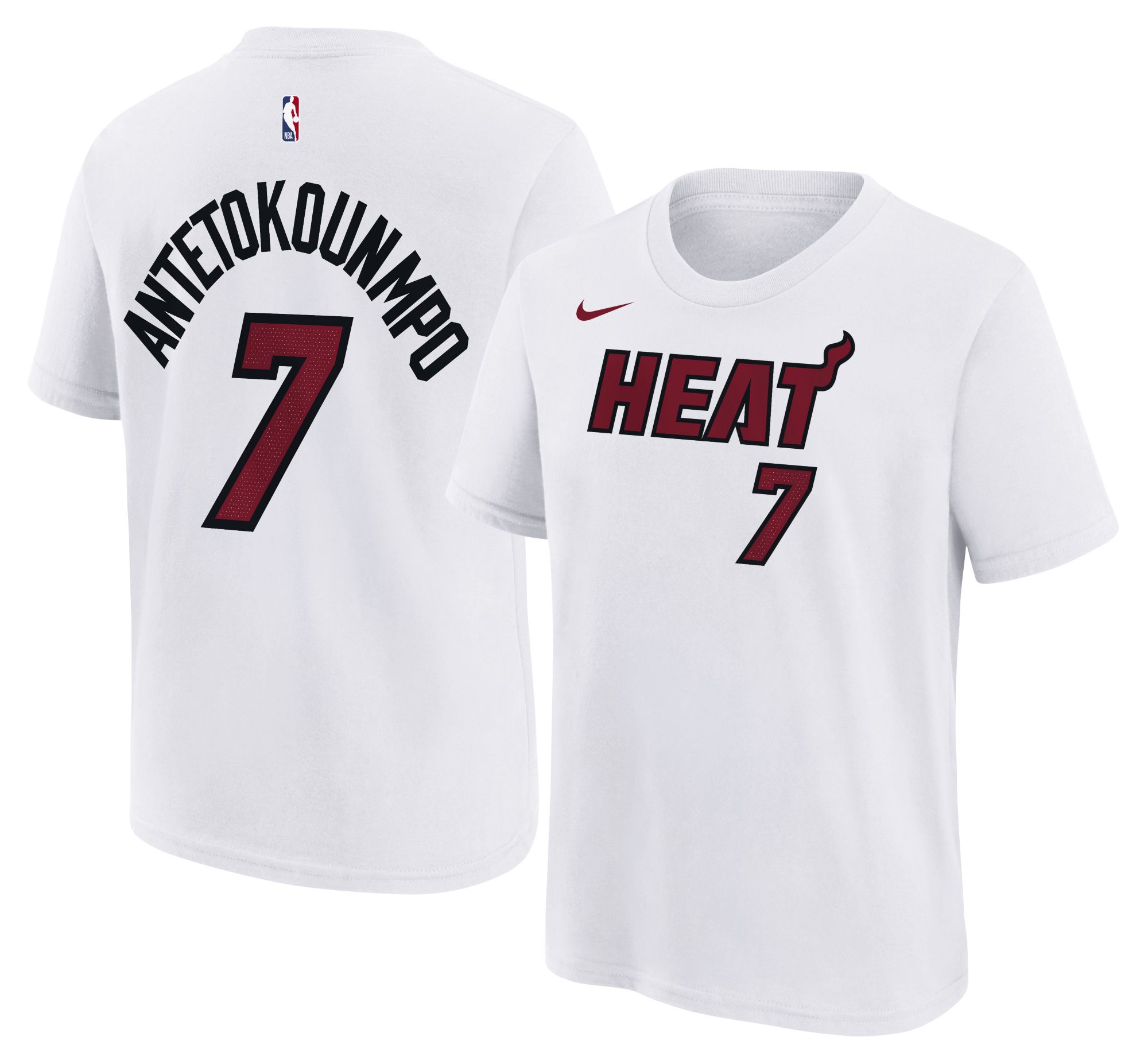 Nike Boys' Miami Heat White Giannis Antetokounmpo #34 Association Edition T-Shirt