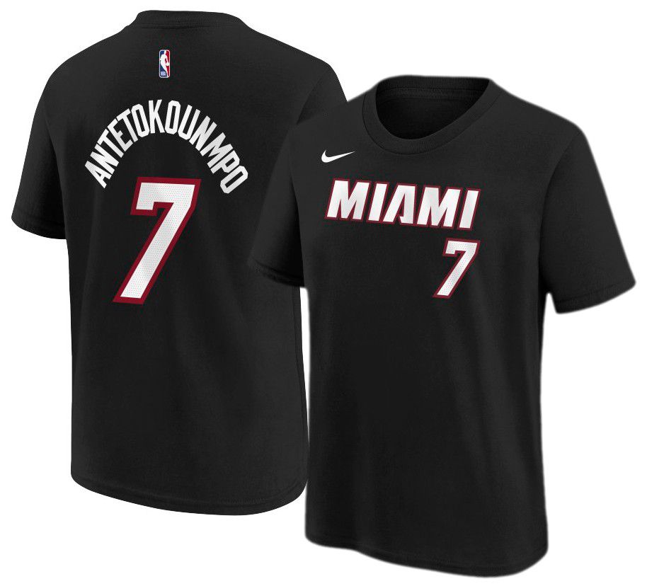 Nike Boys' Miami Heat Black Giannis Antetokounmpo #34 Icon Edition T-Shirt