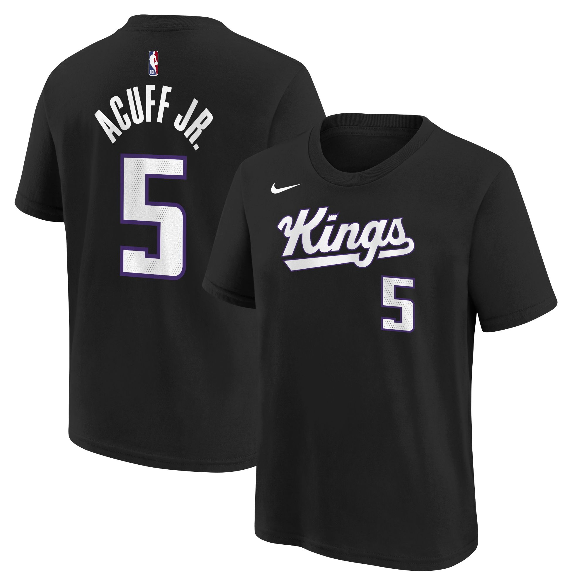 Nike Boys' Sacramento Kings Black Daruis Acuff Jr. #5 Icon Edition T-Shirt
