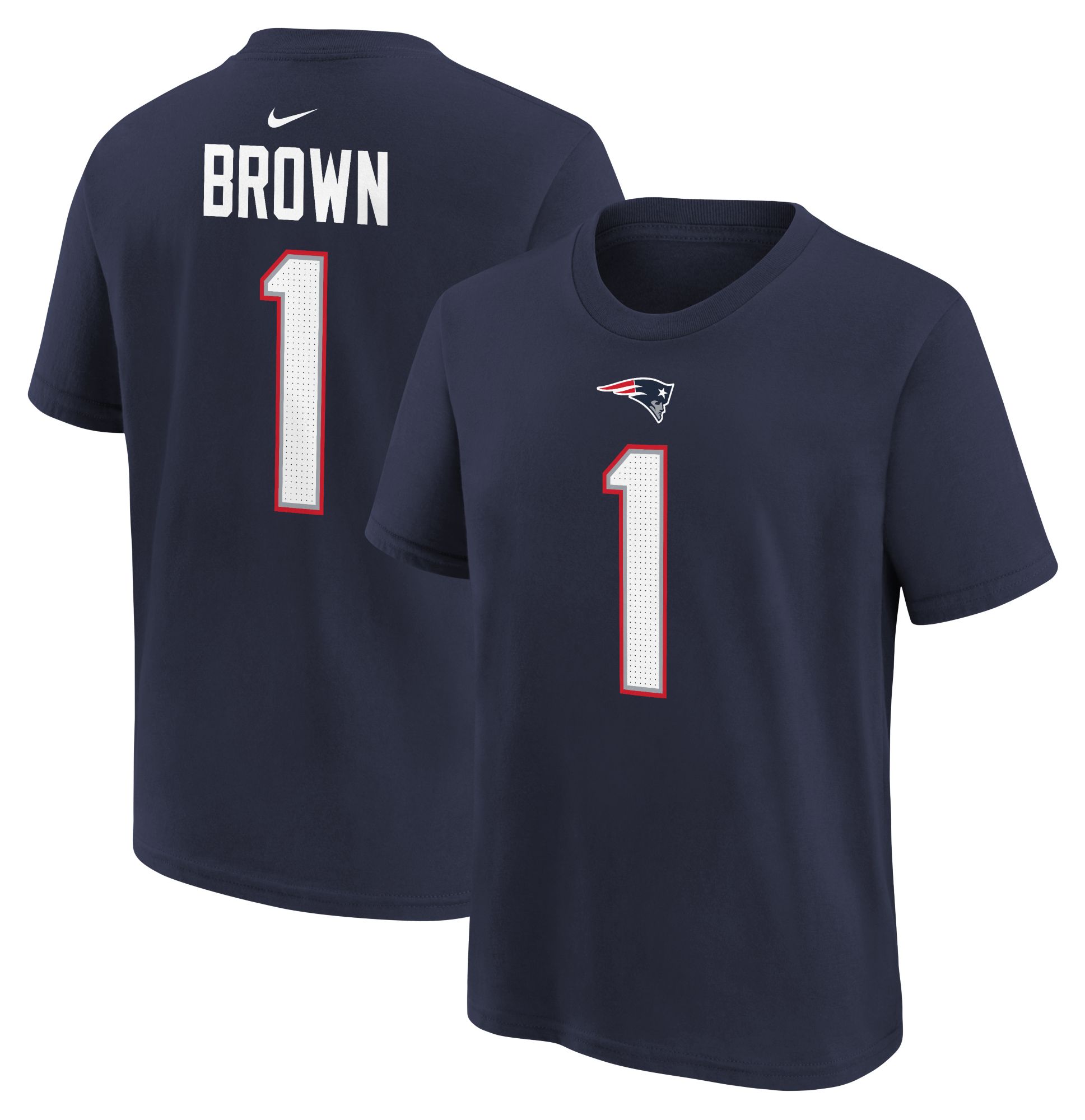 Nike Boys' New England Patriots A.J. Brown Navy T-Shirt