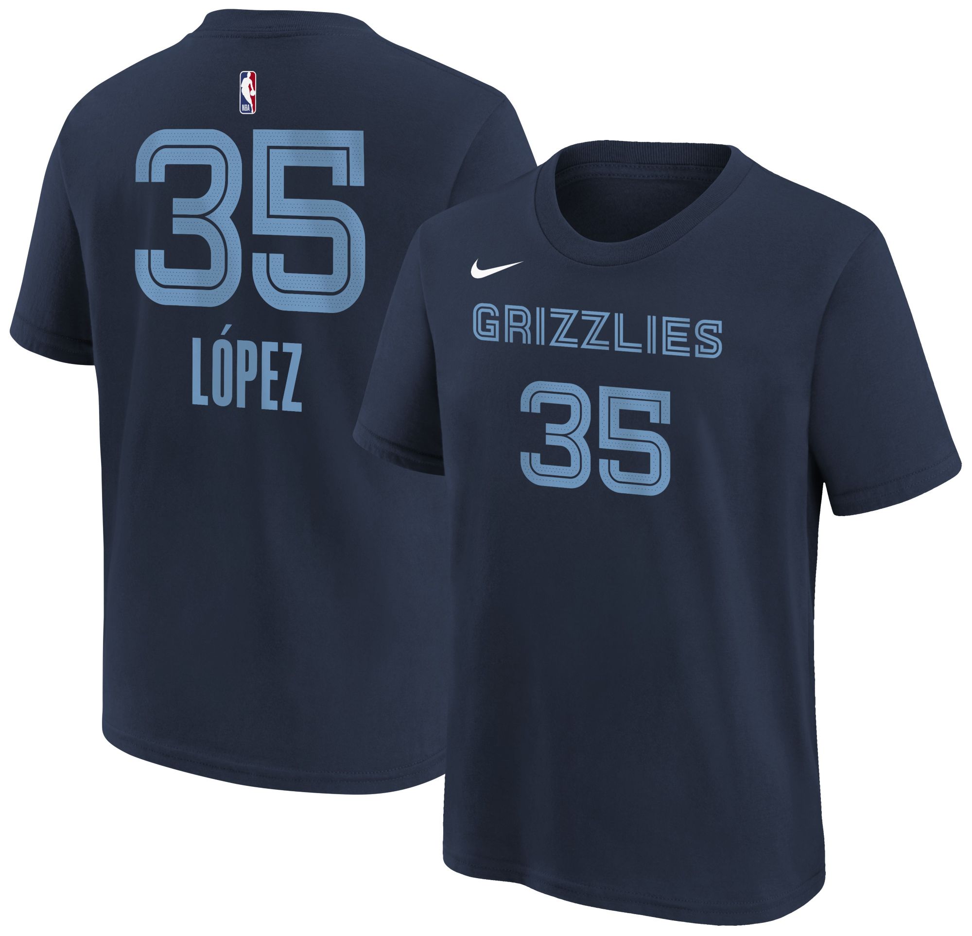 Nike Boys' Memphis Grizzlies Navy Karim Lopez #35 Icon Edition T-Shirt