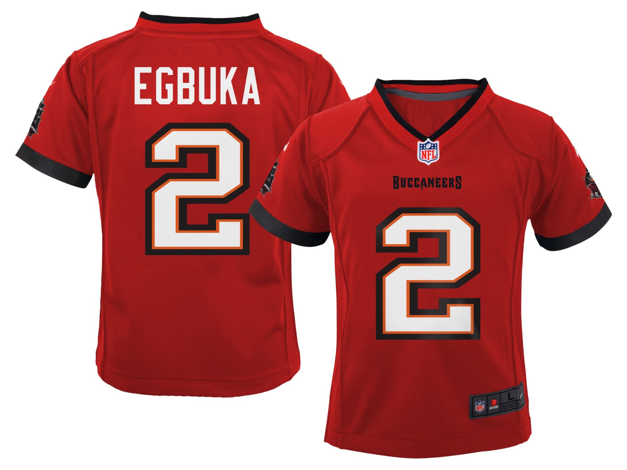 Nike Boys' Tampa Bay Buccaneers Emeka Egbuka #2 Red Home Game Jersey
