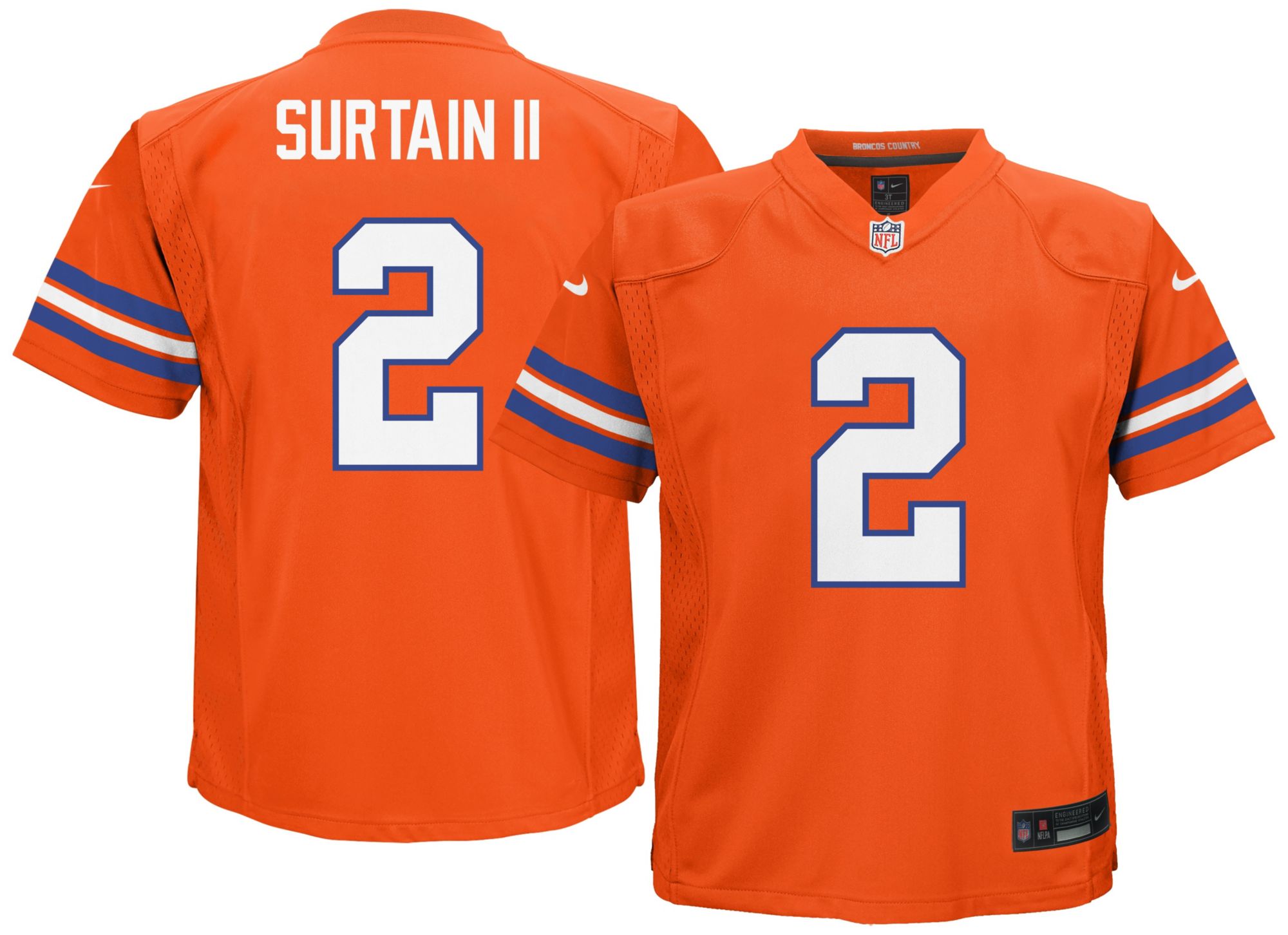 Nike Boys' Denver Broncos Patrick Surtain II #2 Orange Alternate Game Jersey