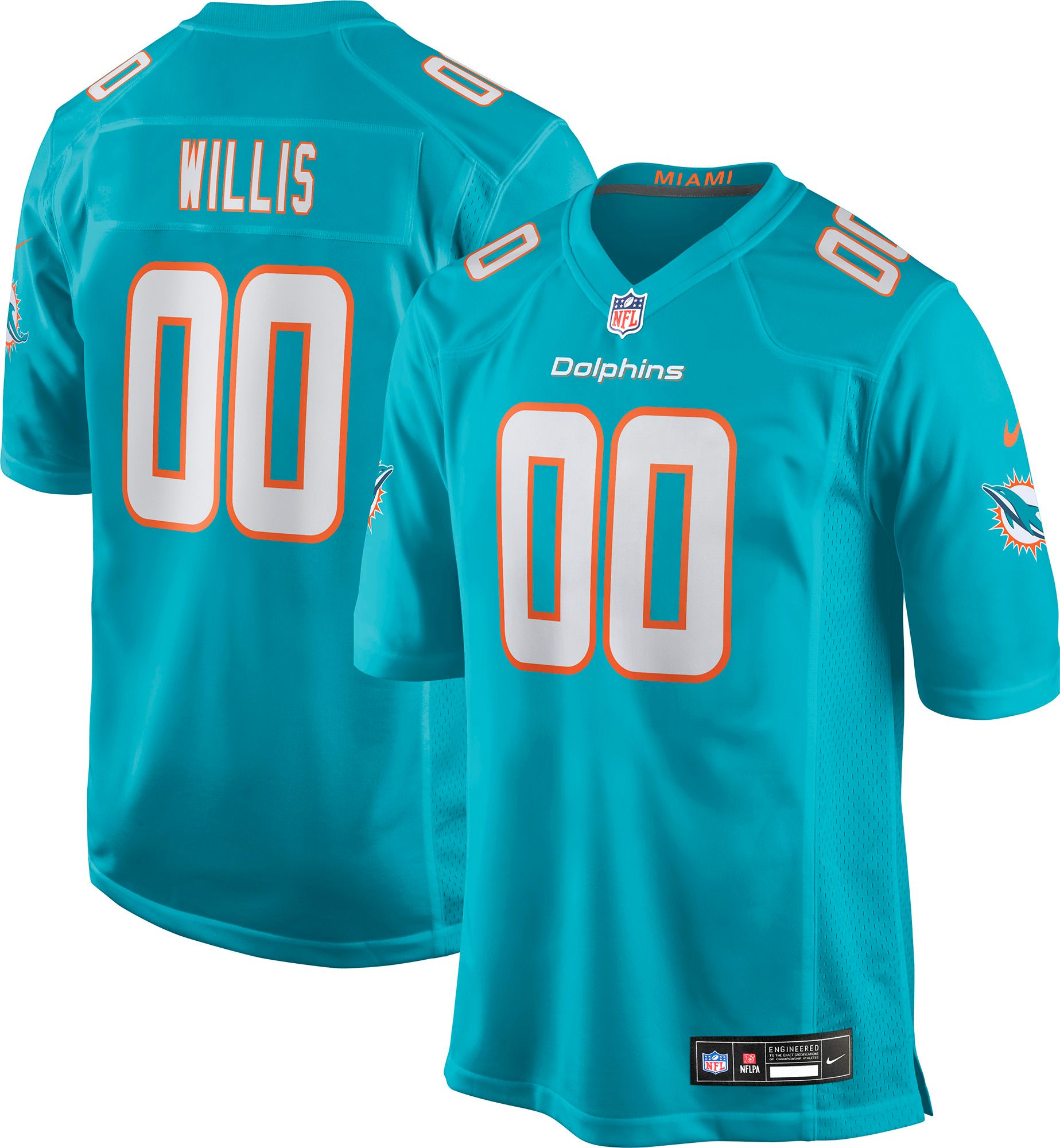 Nike Boys' Miami Dolphins Aqua Malik Willis #00 Home Game Jersey