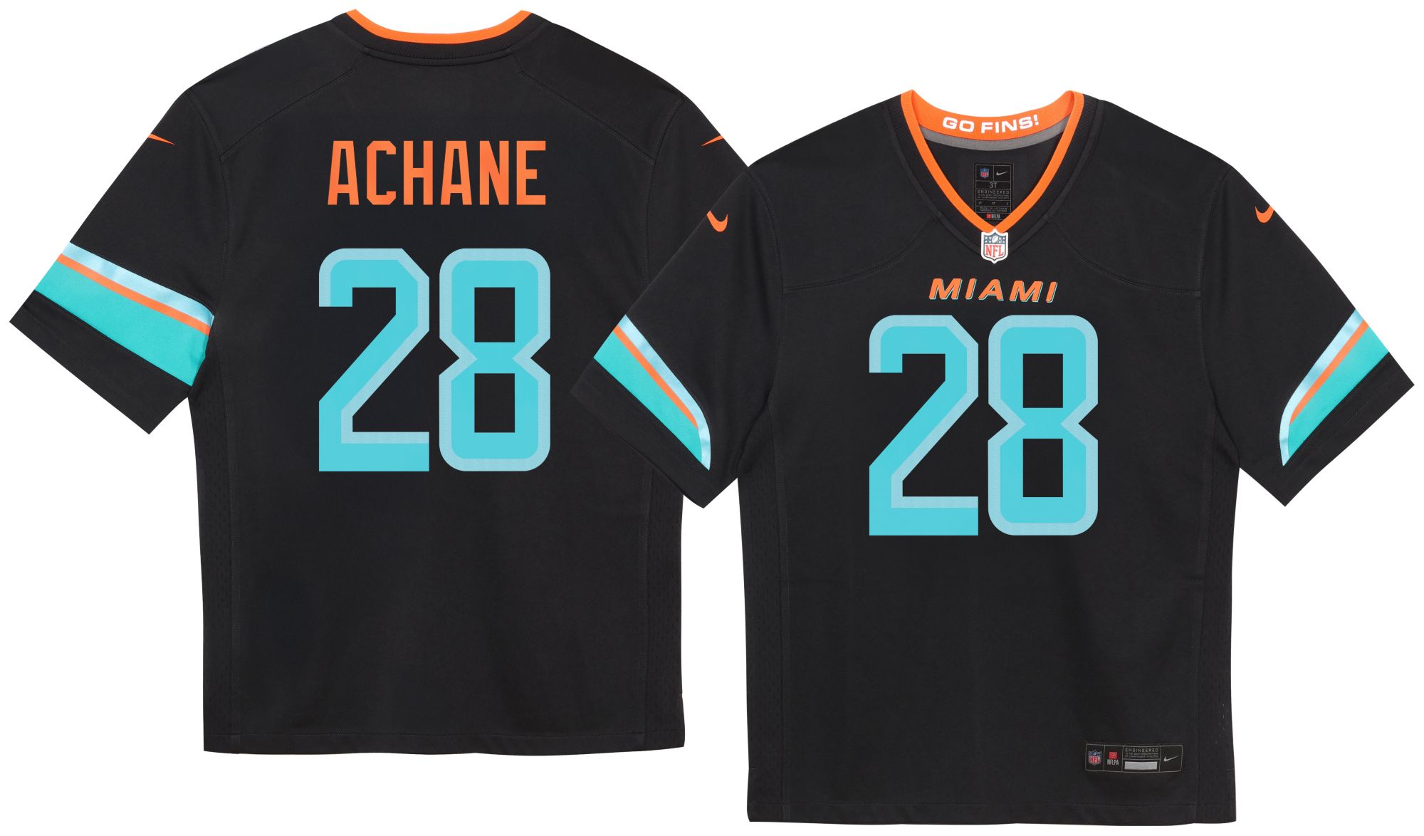 Nike Boys' Miami Dolphins DeVon Achane #28 Blue NFL Rivalries Game Jersey