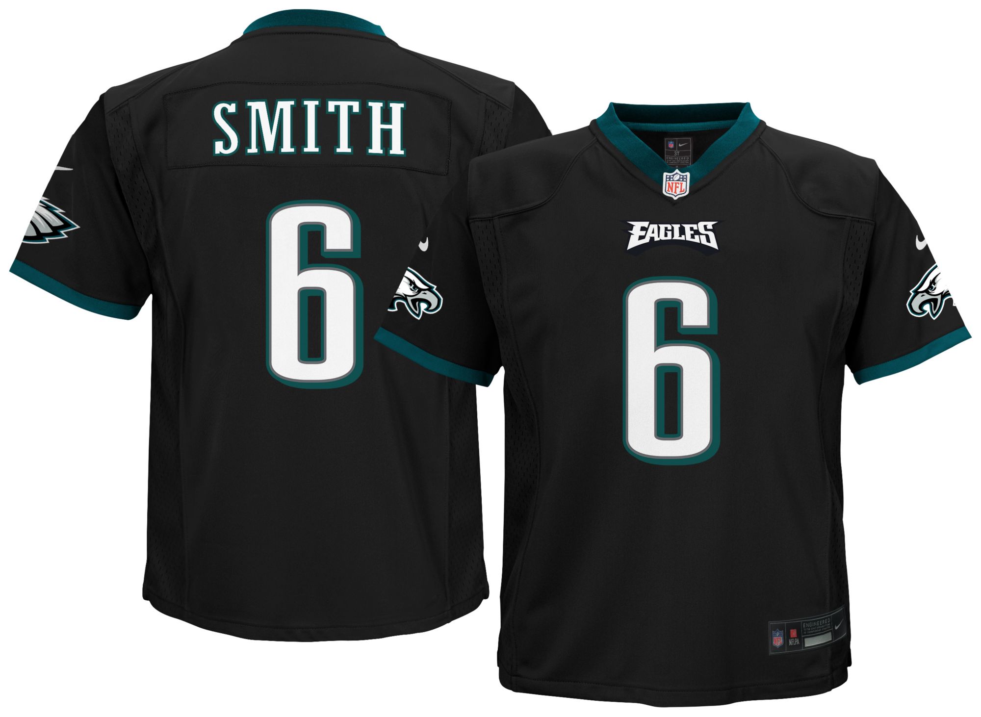 Nike Boys' Philadelphia Eagles Devonta Smith #6 Black Alternate Game Jersey