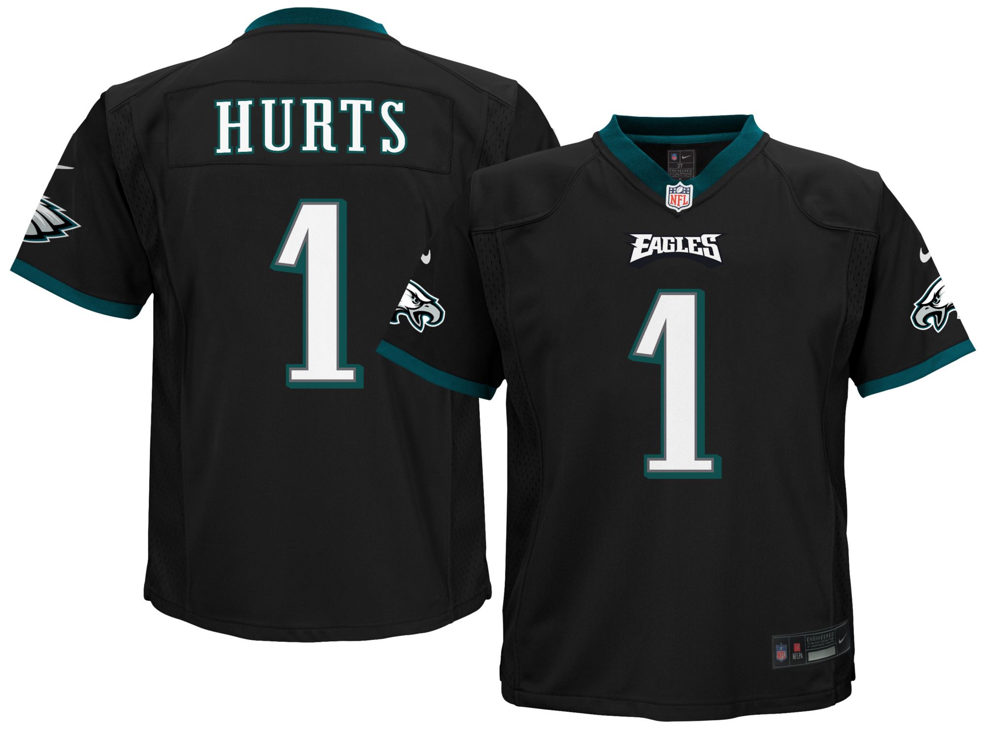 Nike Boys' Philadelphia Eagles Jalen Hurts #1 Black Alternate Game Jersey