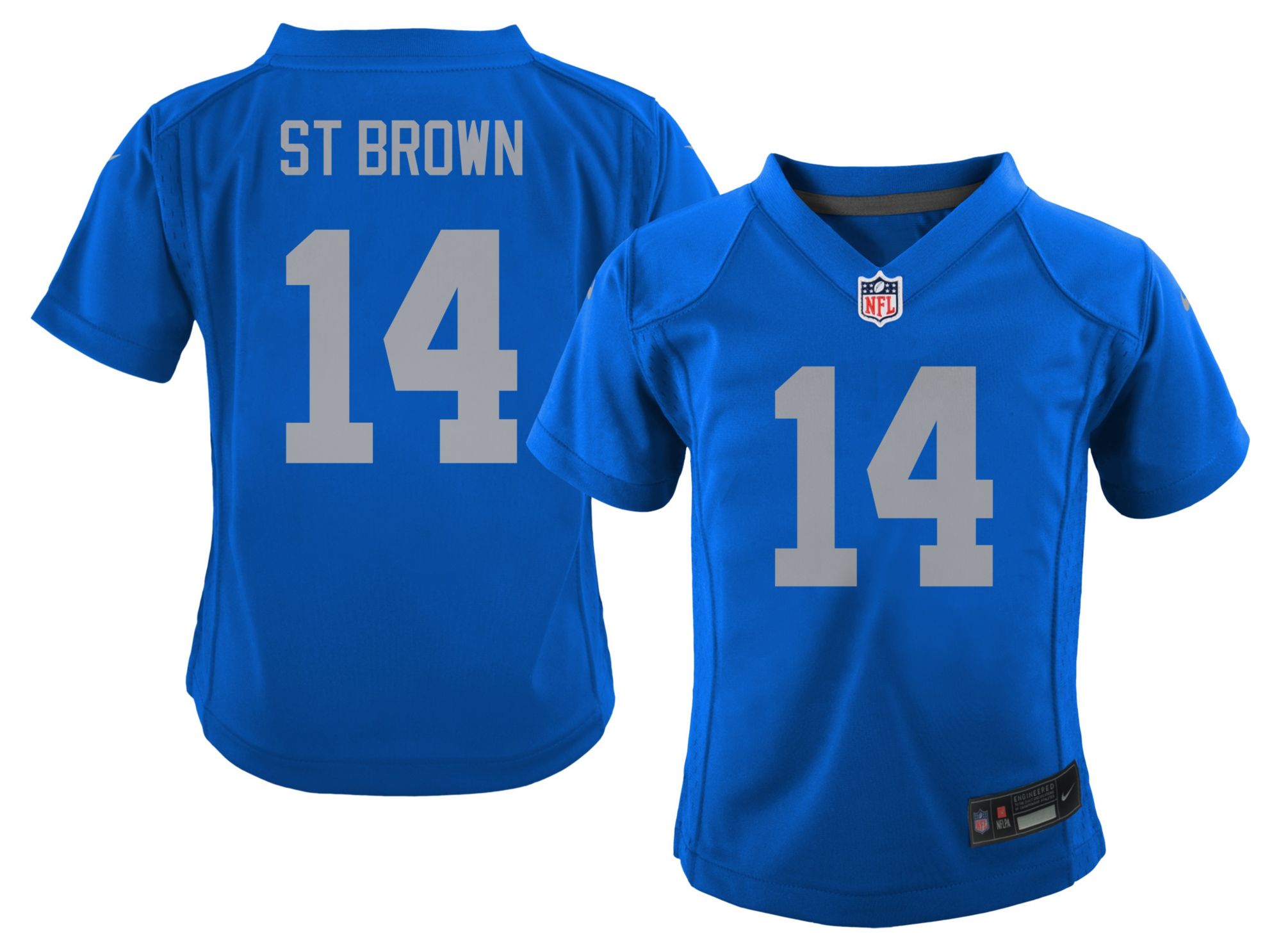 Nike Boys' Detroit Lions Amon-Ra St. Brown #14 Blue Spark Alternate Game Jersey