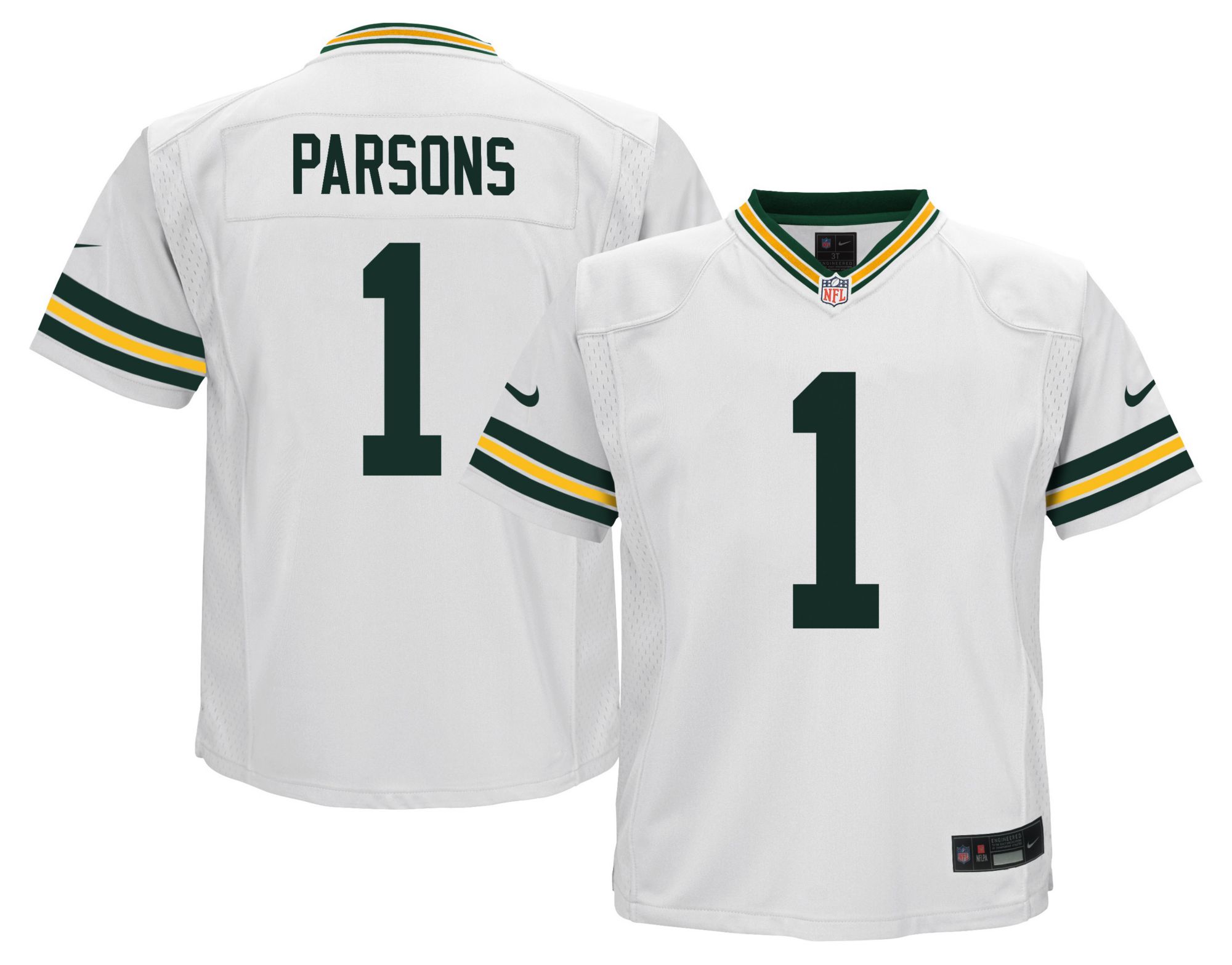Nike Boys' Green Bay Packers Micah Parsons #1 White Road Game Jersey