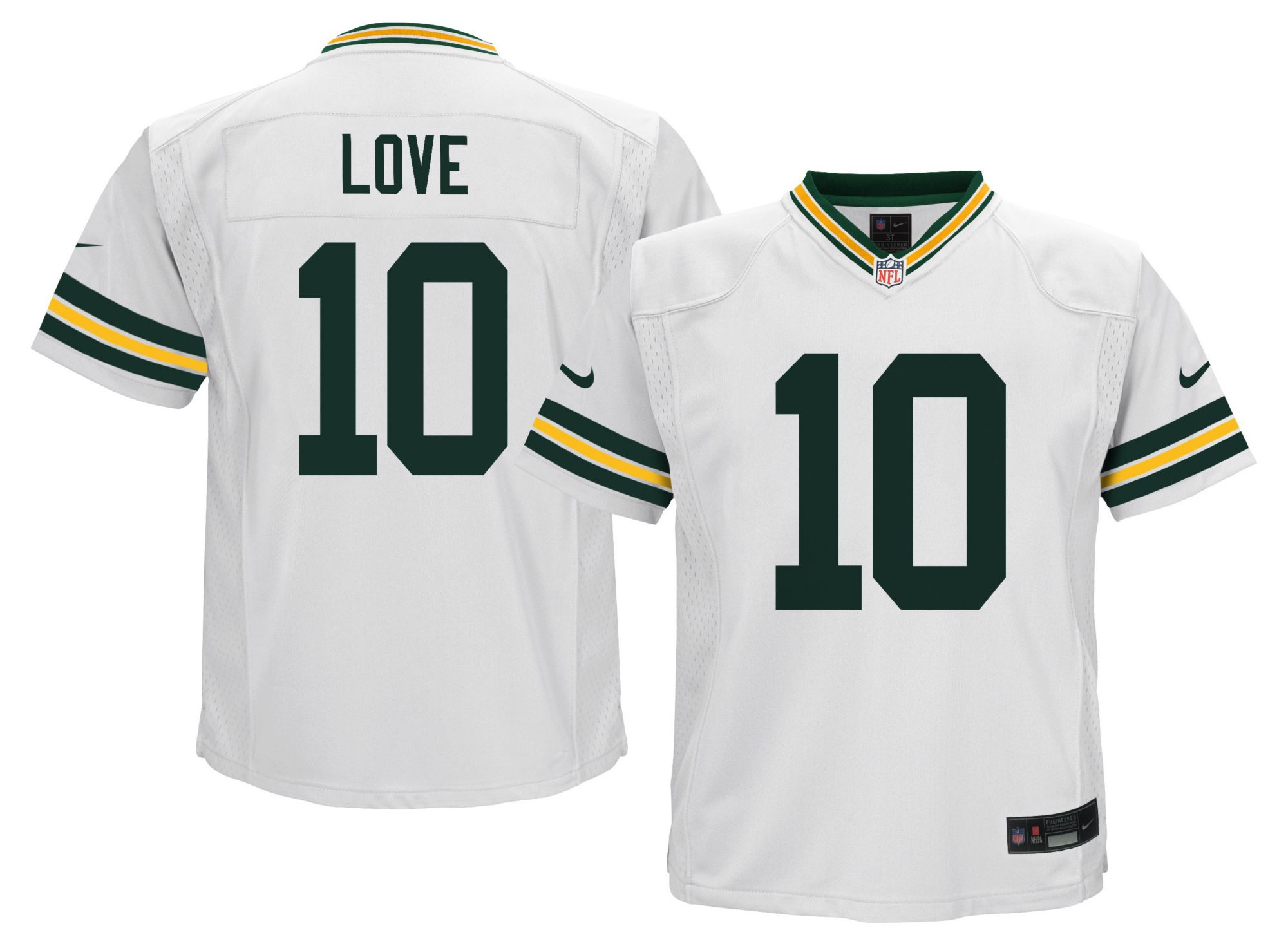 Nike Boys' Green Bay Packers Jordan Love #10 White Road Game Jersey