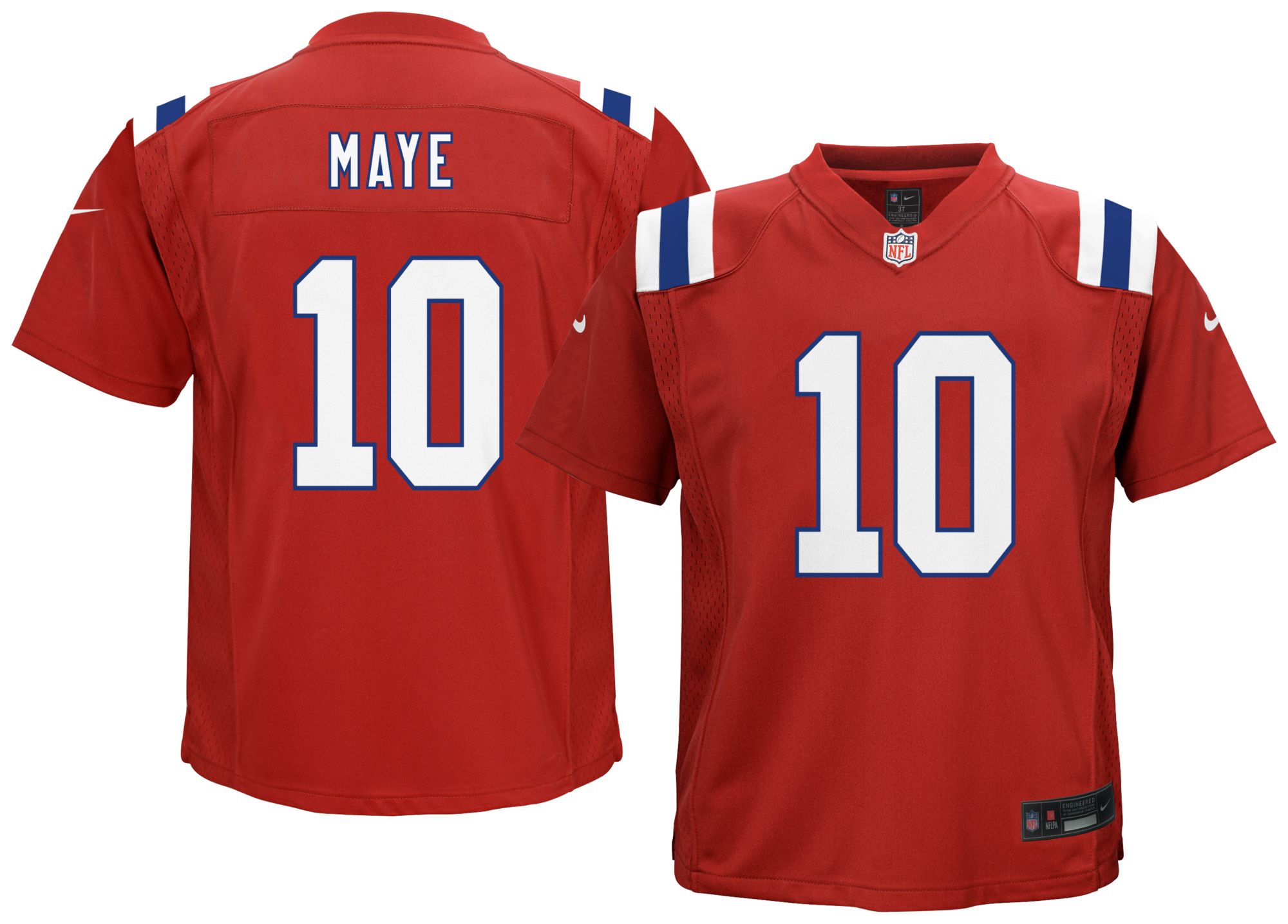 Nike Boys' New England Patriots Drake Maye #10 Red Alternate Game Jersey