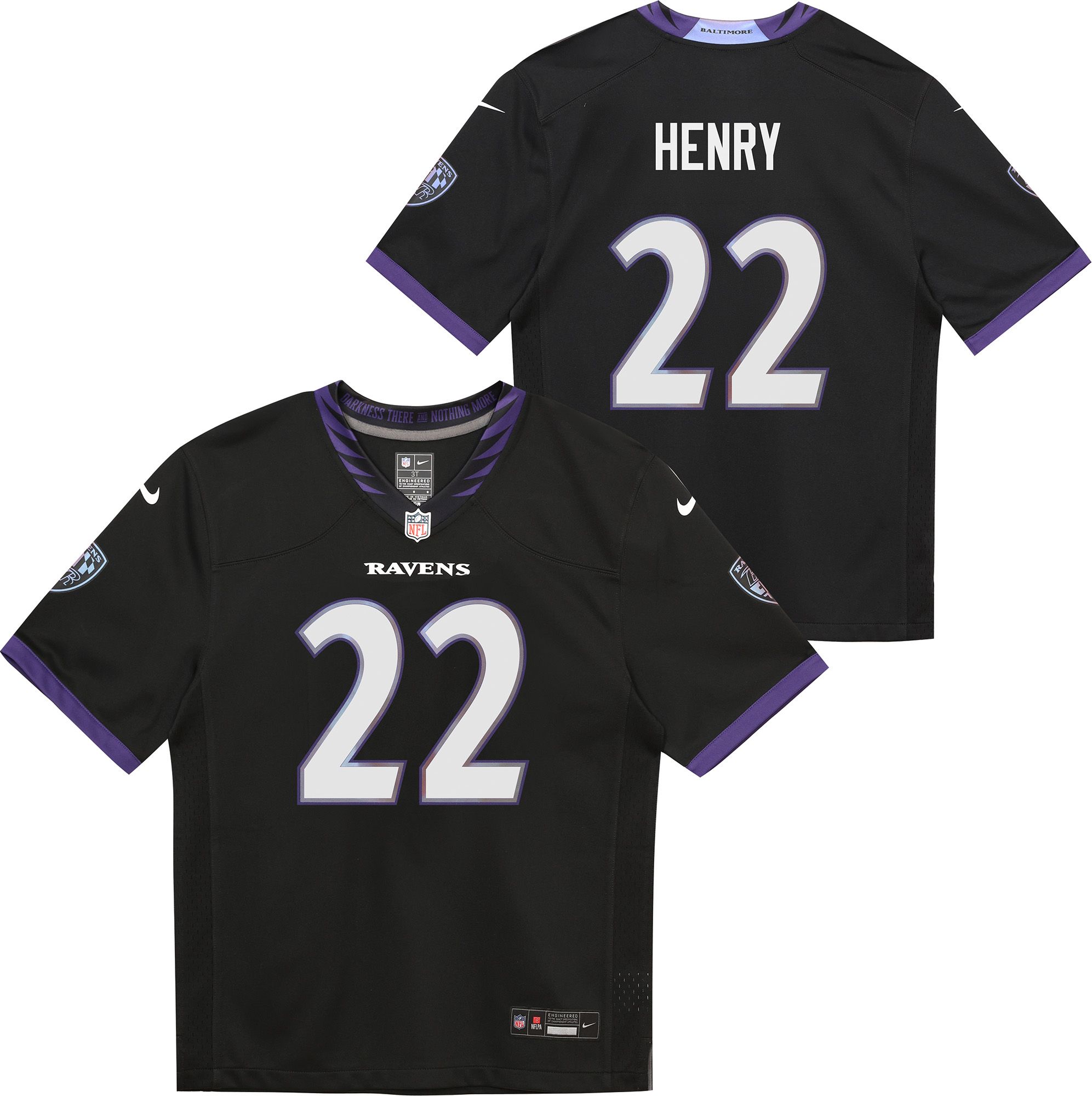 Nike Little Kids' Baltimore Ravens Derrick Henry #22 Black Alternate Game Jersey