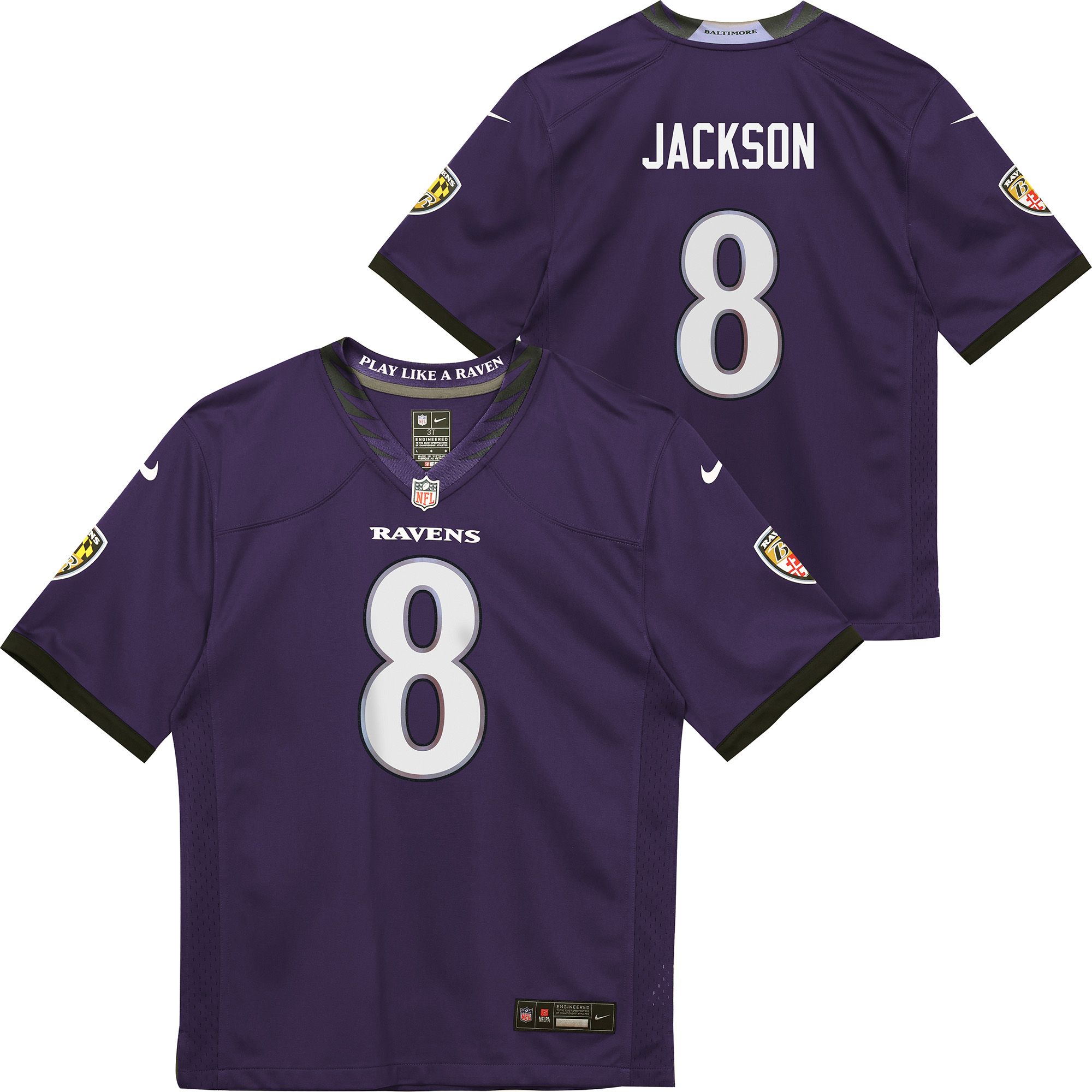 Nike Little Kids' Baltimore Ravens Lamar Jackson #8 Purple Home Game Jersey
