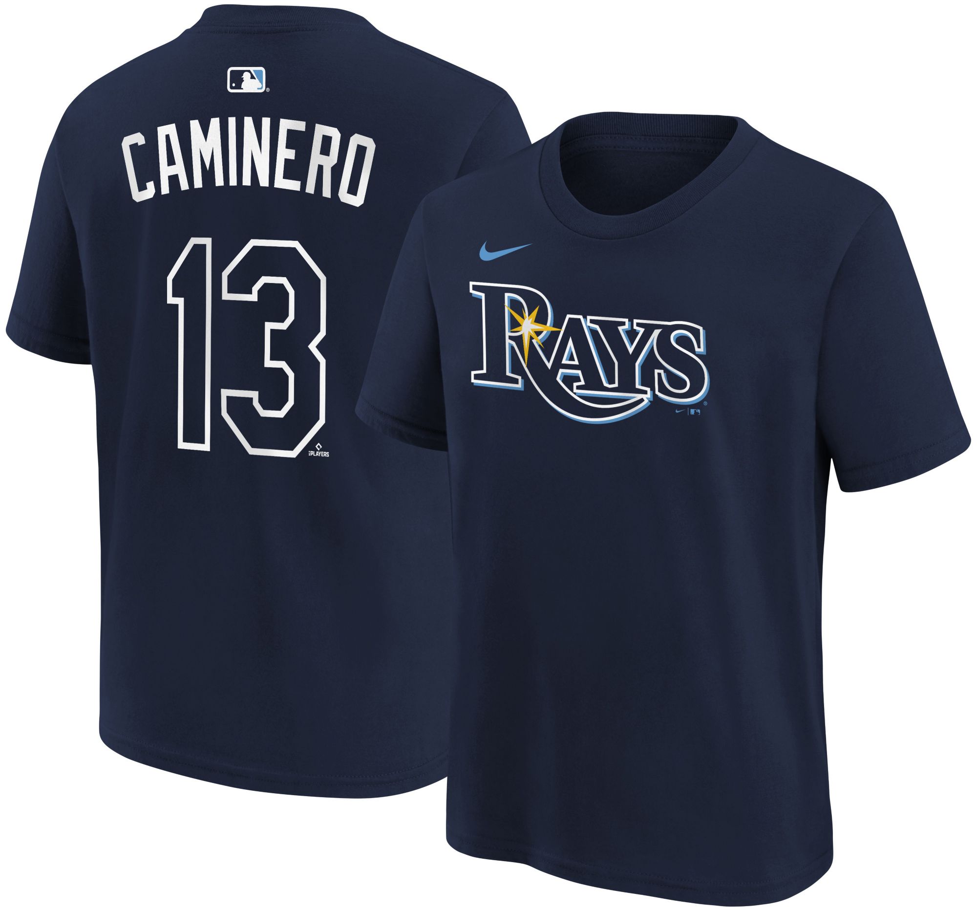 Nike Boys' Tampa Bay Rays Navy Junior Caminero #13 Home T-Shirt