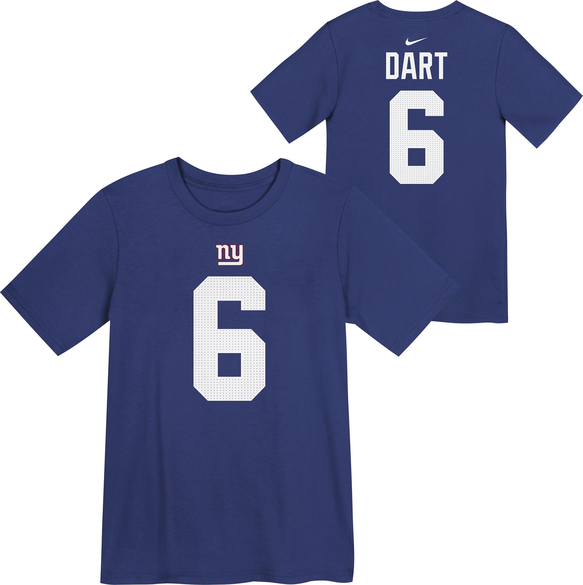 Nike Boys' New York Giants Jaxson Dart #6 Rush Blue T-Shirt