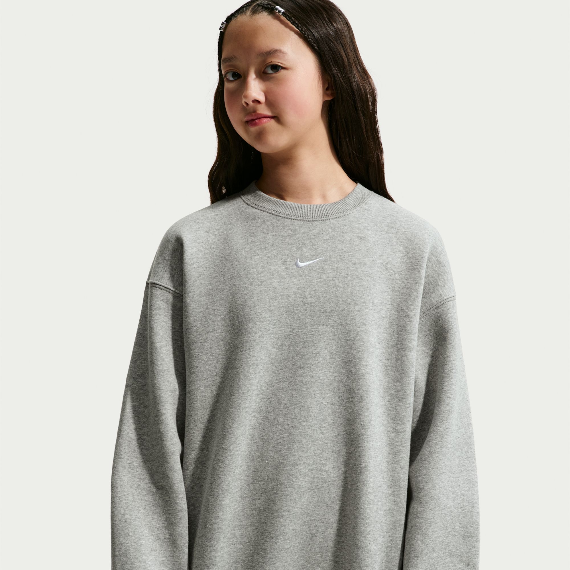 Nike Girls' Studio Fleece Oversized Crew