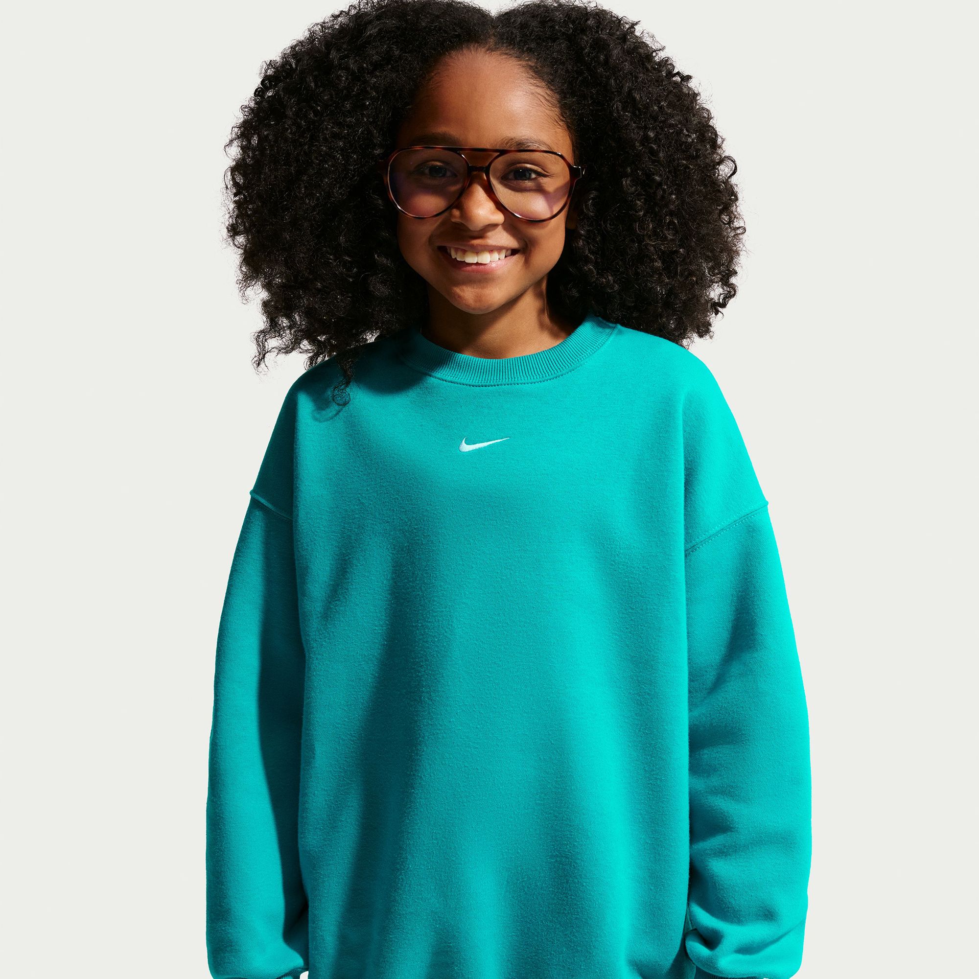 Nike Girls' Studio Fleece Oversized Crew