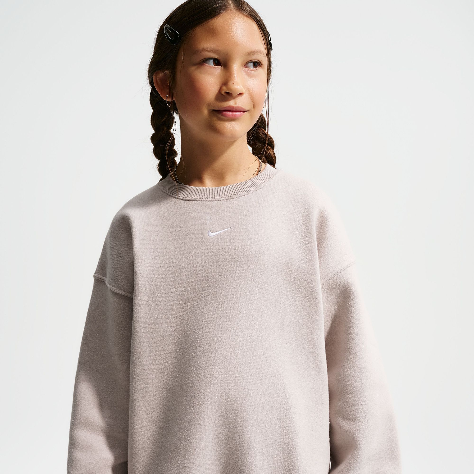 Nike Girls' Studio Fleece Oversized Crew