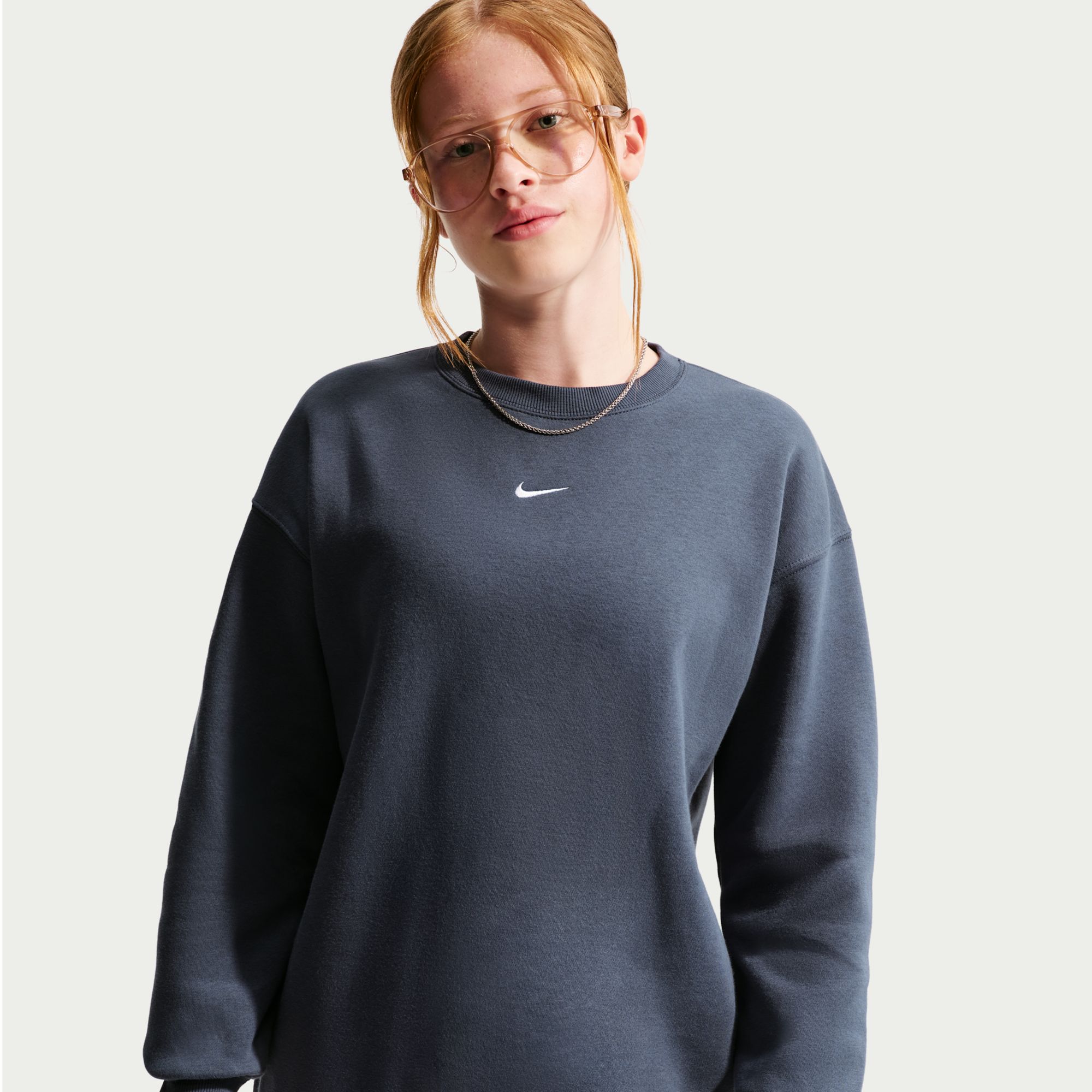 Nike Girls' Studio Fleece Oversized Crew