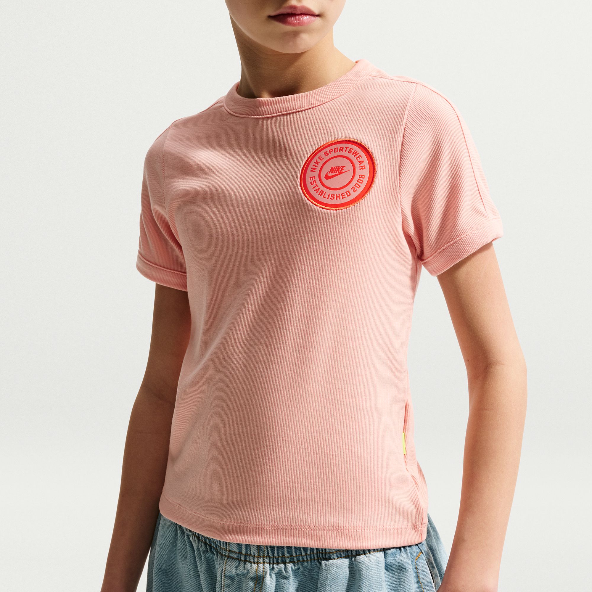 Nike Girls' Sportswear Short-Sleeve Rib T-Shirt
