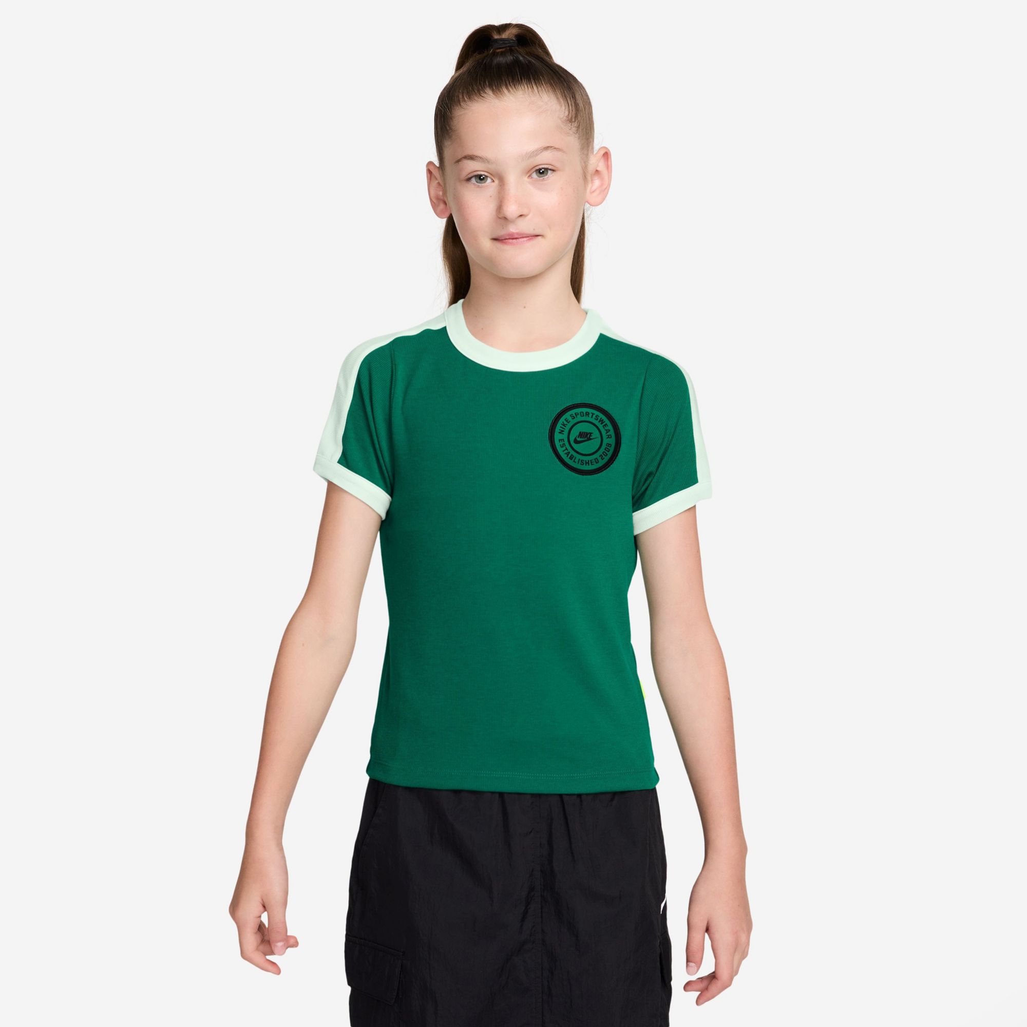 Nike Girls' Sportswear Short-Sleeve Rib T-Shirt