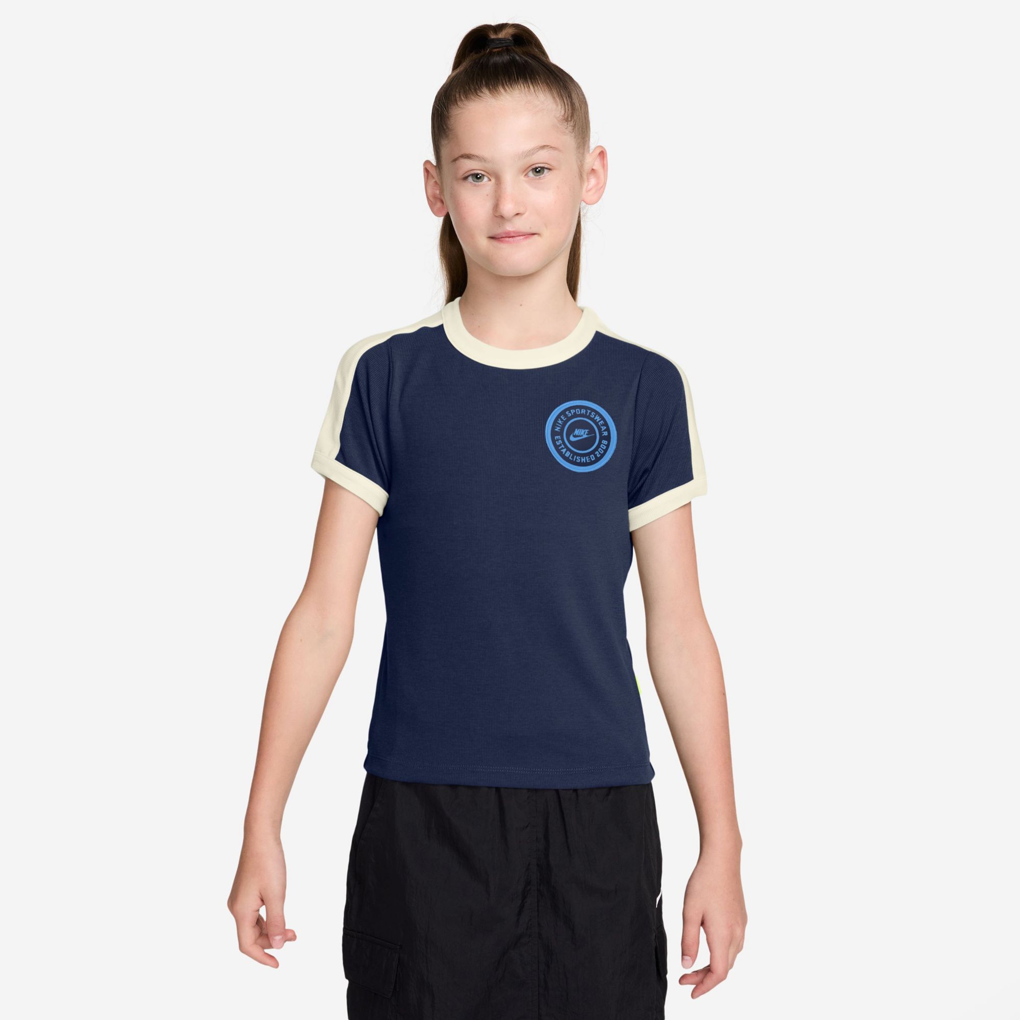 Nike Girls' Sportswear Short-Sleeve Rib T-Shirt