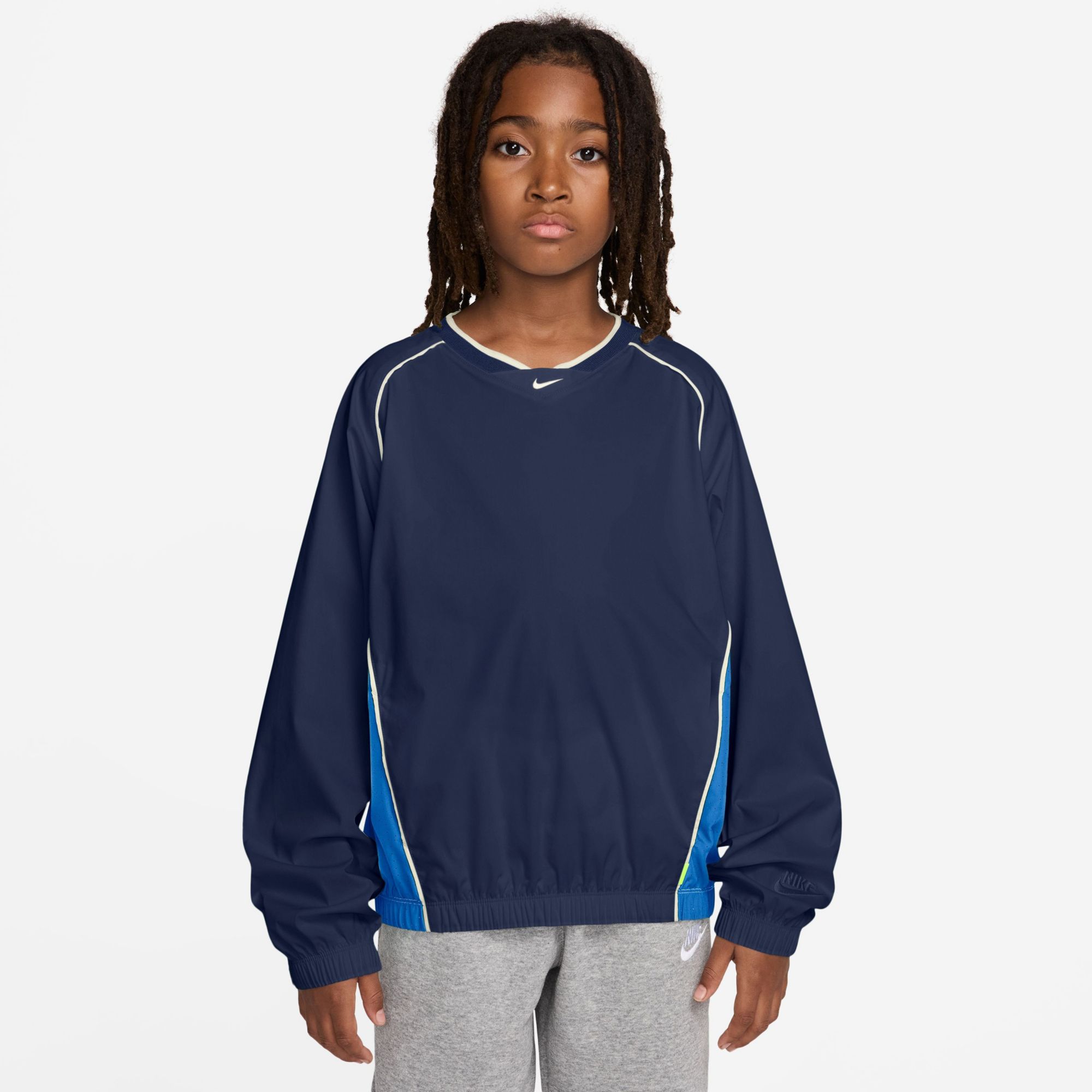 Nike Youth Sportswear Woven V-Neck Long-Sleeve Shirt