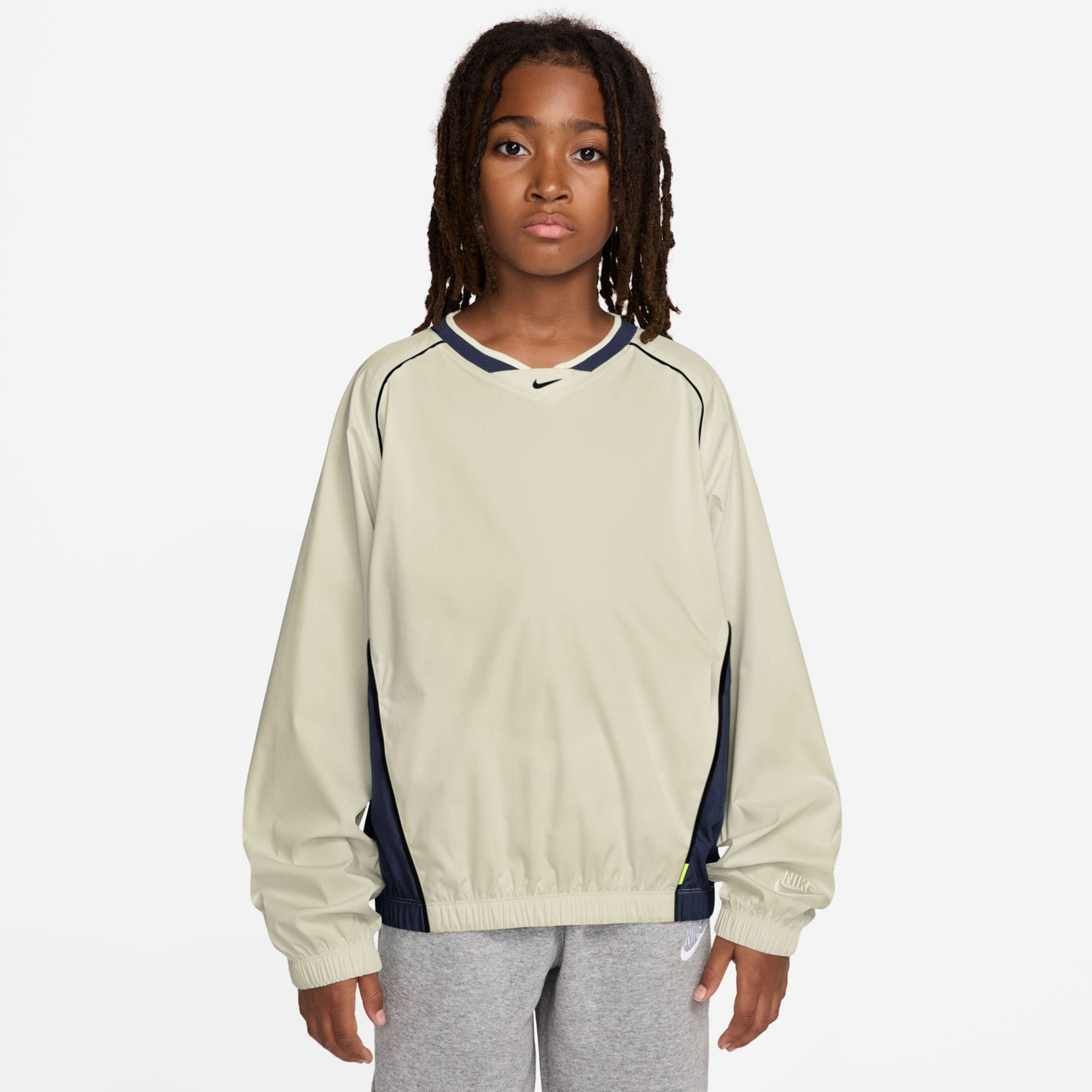 Nike Youth Sportswear Woven V-Neck Long-Sleeve Shirt