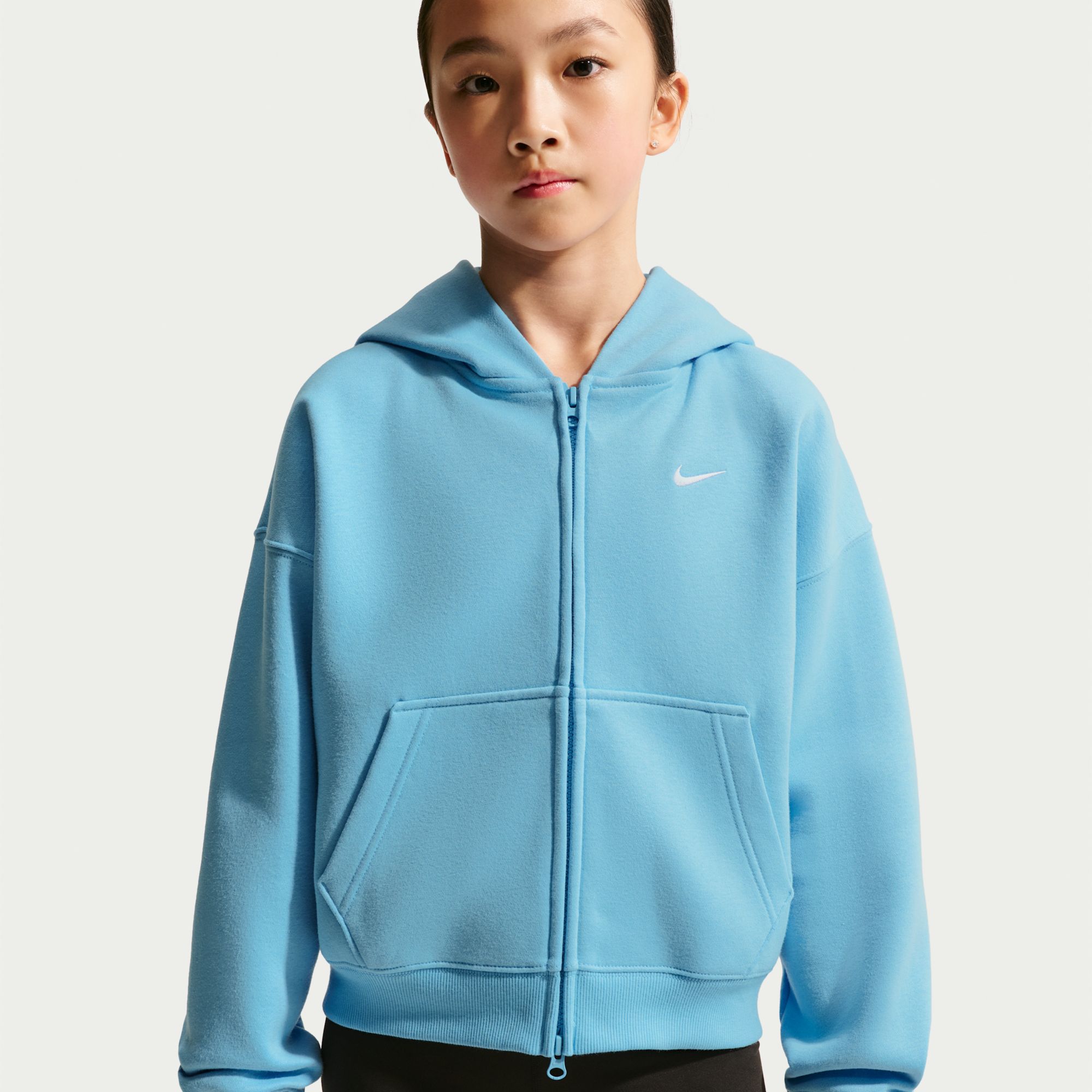 Nike Girls' Studio Fleece Oversized Full-Zip Hoodie