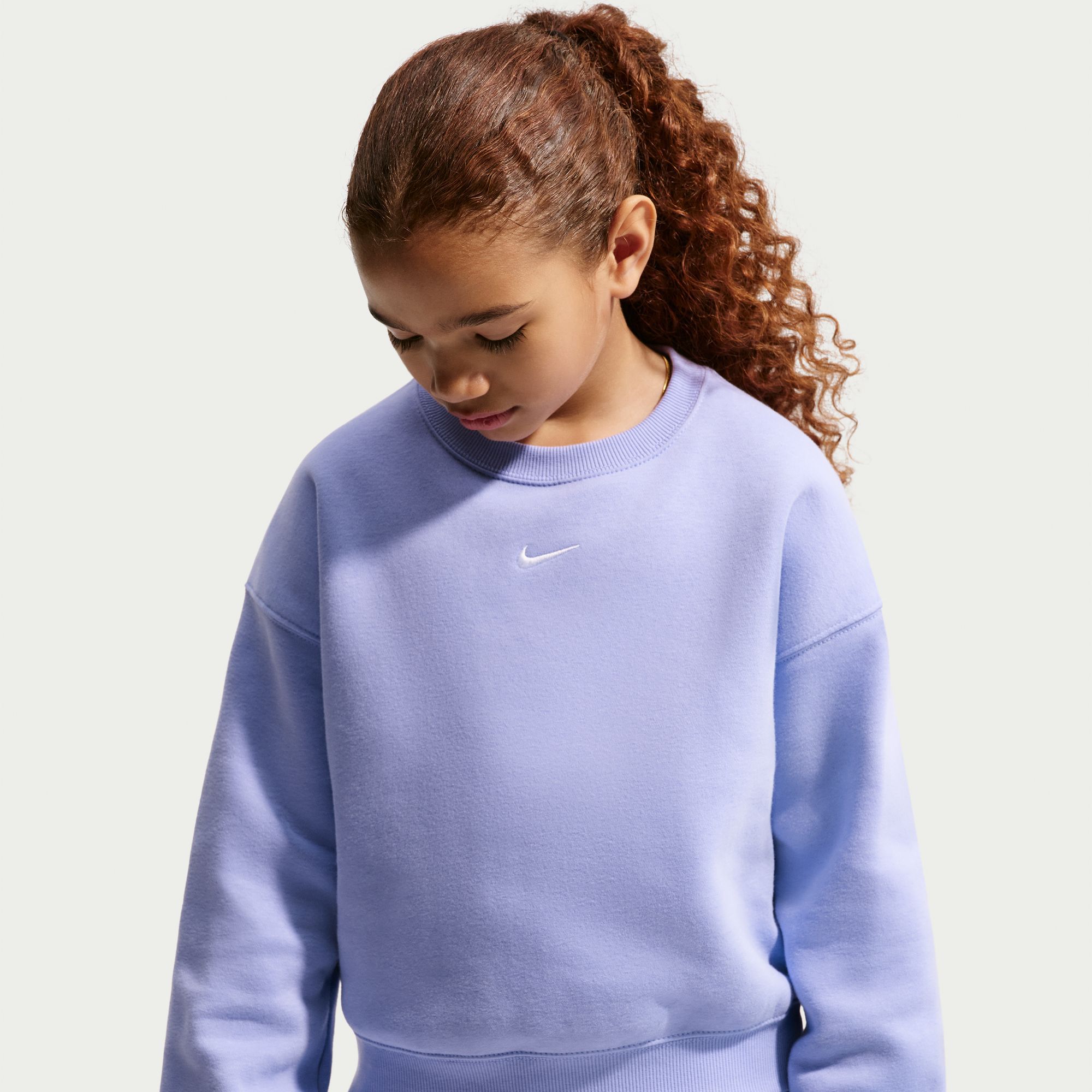 Nike Girls' Studio Fleece Boxy Crewneck Pullover