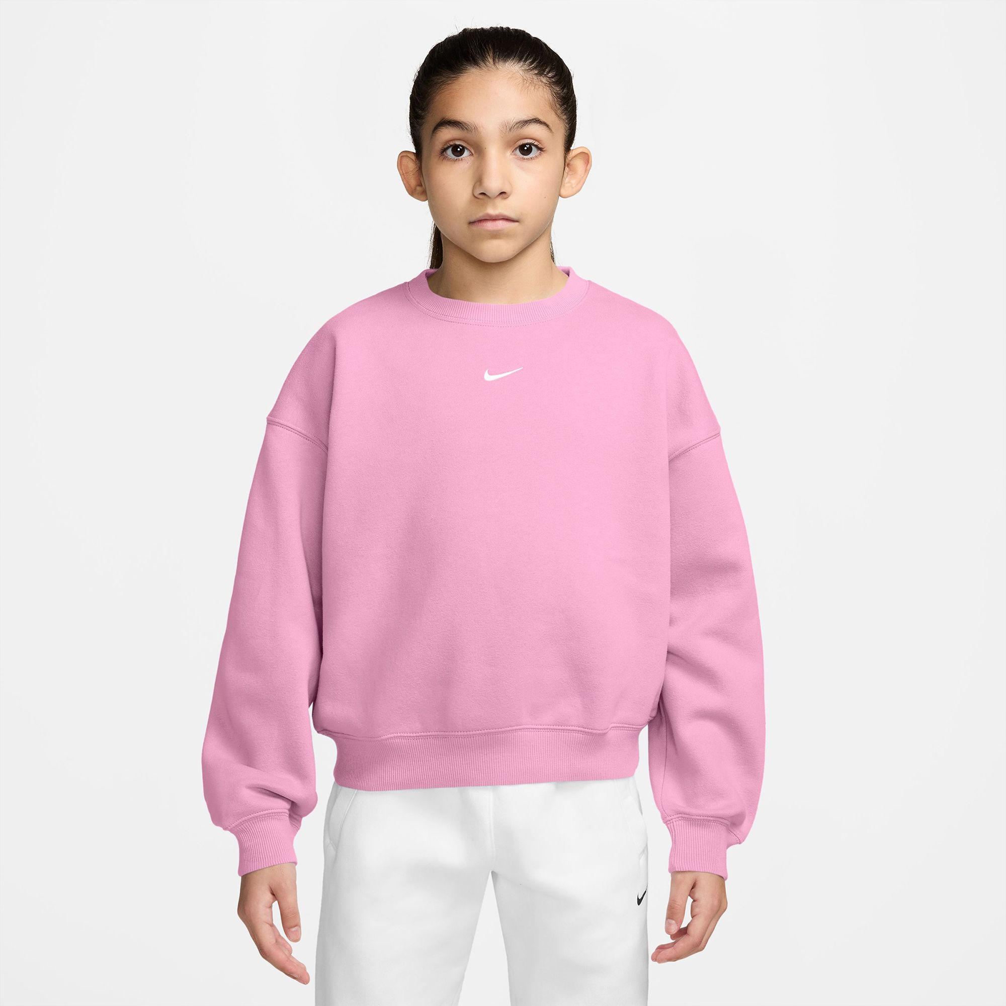 Nike Girls' Sportswear Studio Fleece Boxy Crewneck Pullover