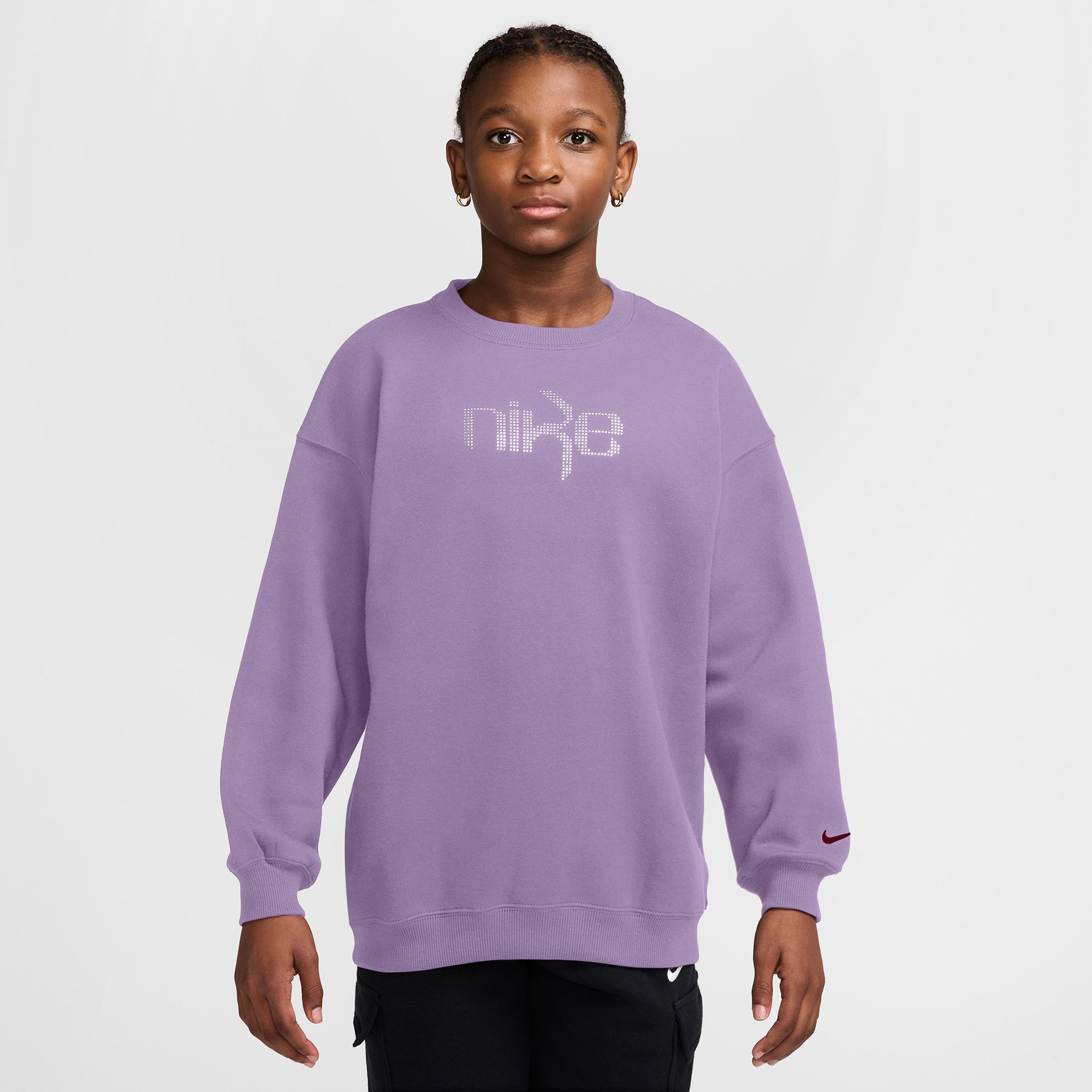 Nike Girls' Studio Fleece Oversized Crew