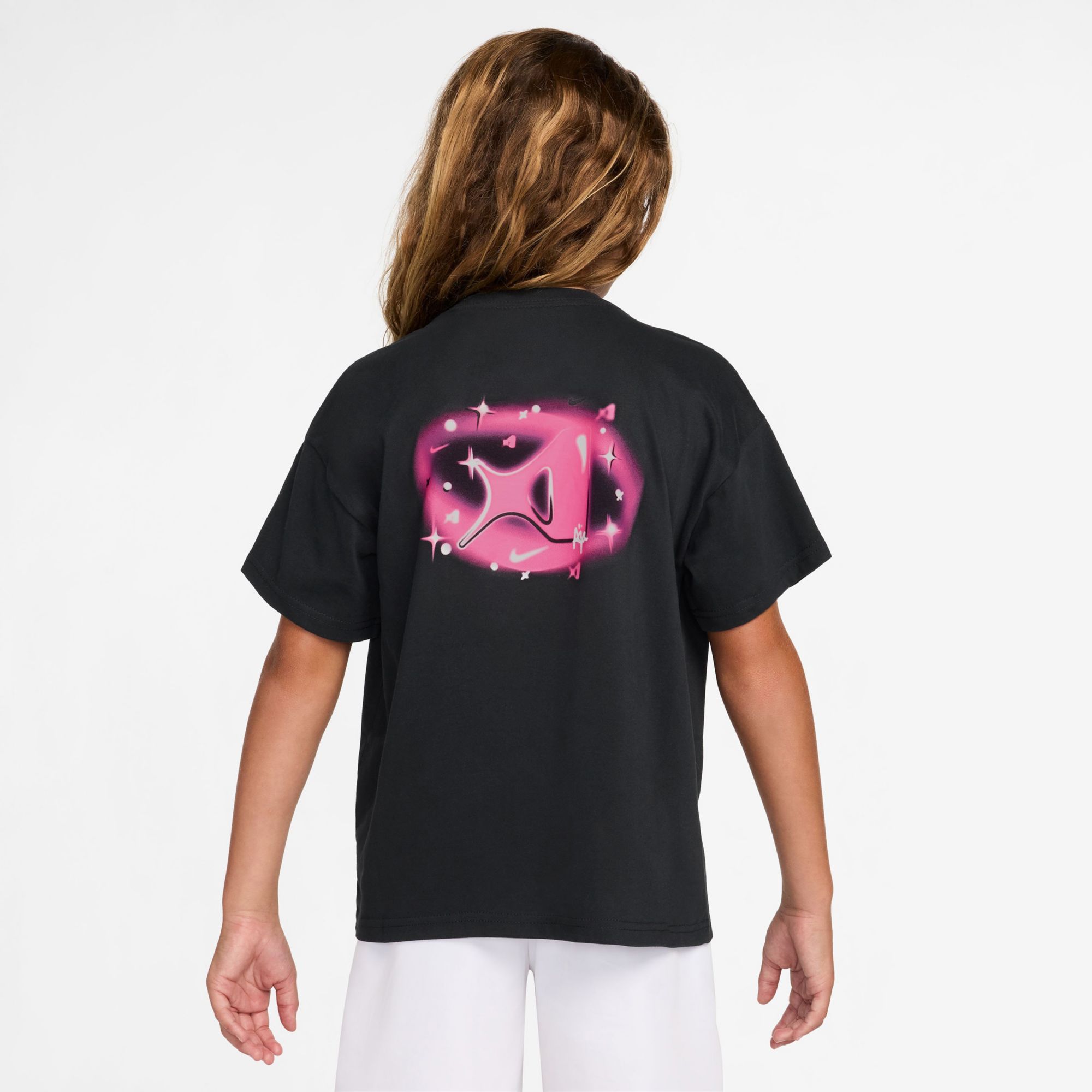 Girls Nike Aja Wilson Dri-Fit M90 T-Shirt - Girls' Grade School Black/Pink Size M