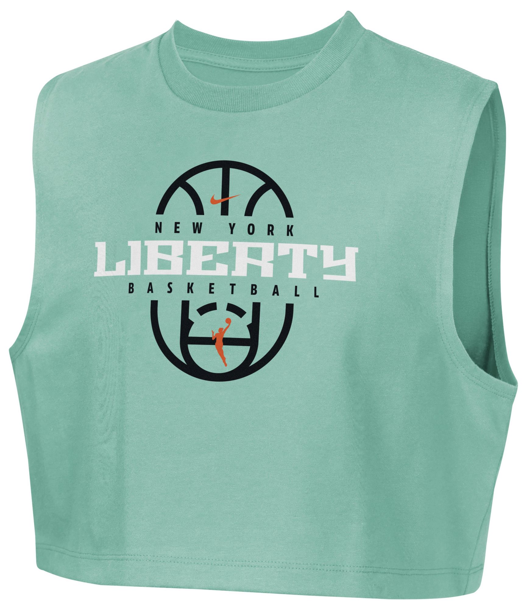 Nike Girls' New York Liberty Green On Court Practice Cropped T-Shirt