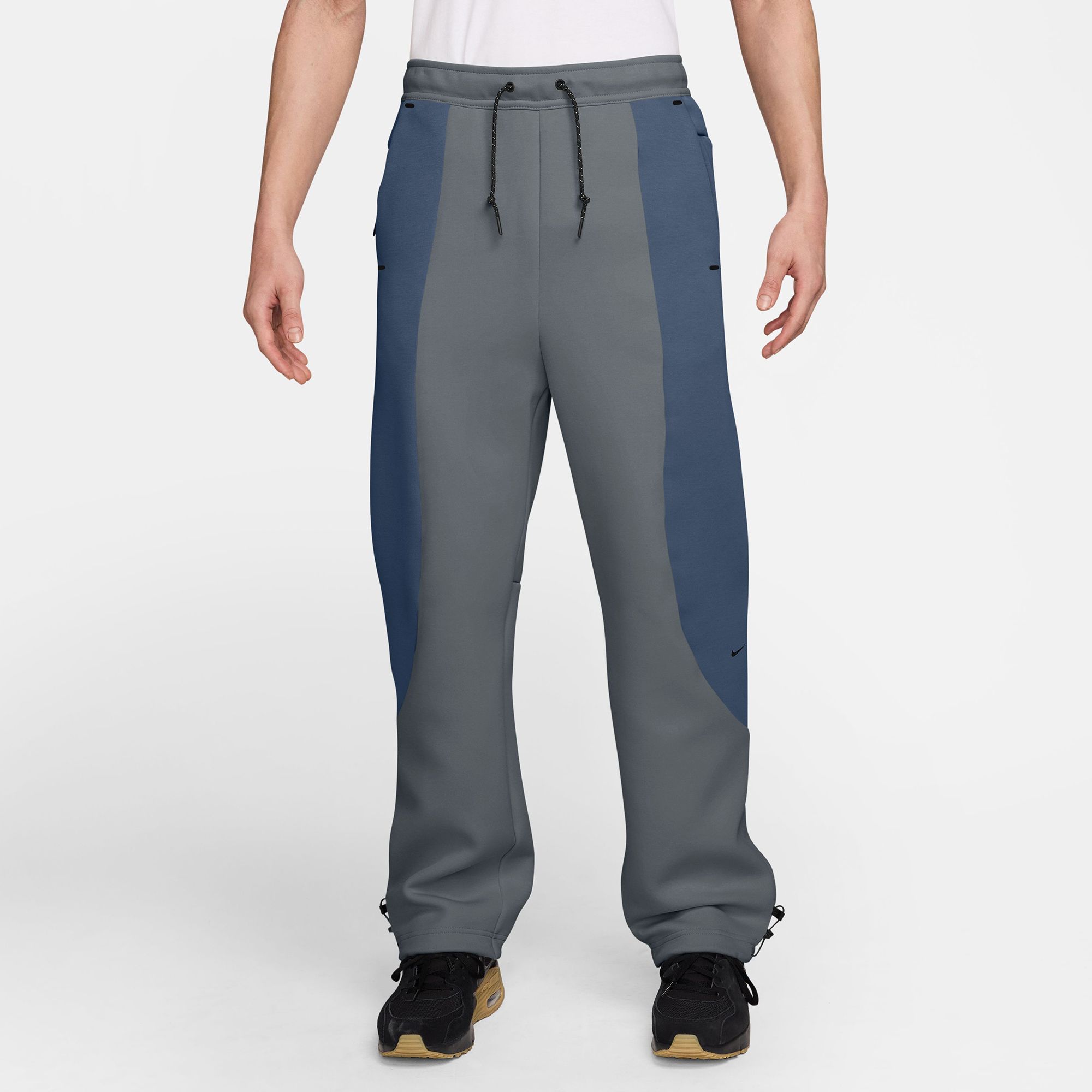 Nike Men's Tech Fleece Color Block Open-Hem Pants, Medium, Cool Grey