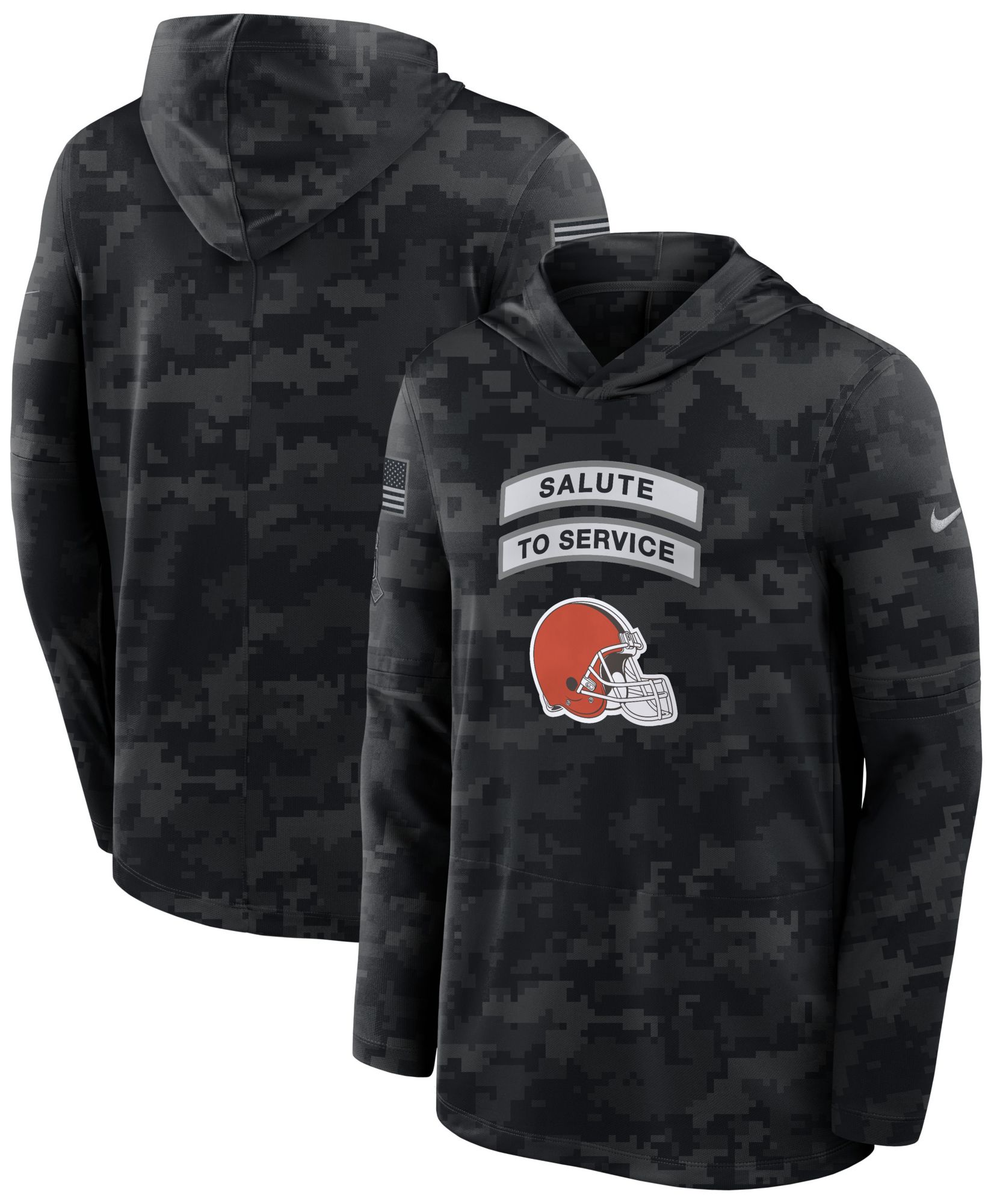 Nike Men's Cleveland Browns Salute To Service 2026 Hooded Long Sleeve Shirt
