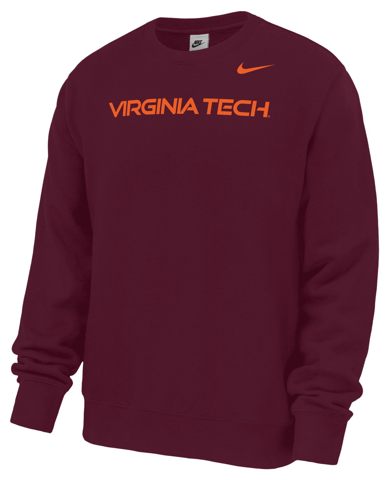 Nike Men's Virginia Tech Hokies Wordmark Club Crewneck Sweatshirt