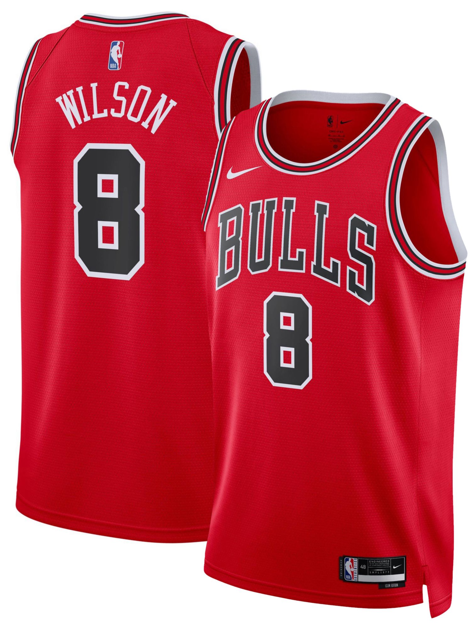 Nike Men's Chicago Bulls Red Caleb Wilson #8 Icon Edition Jersey
