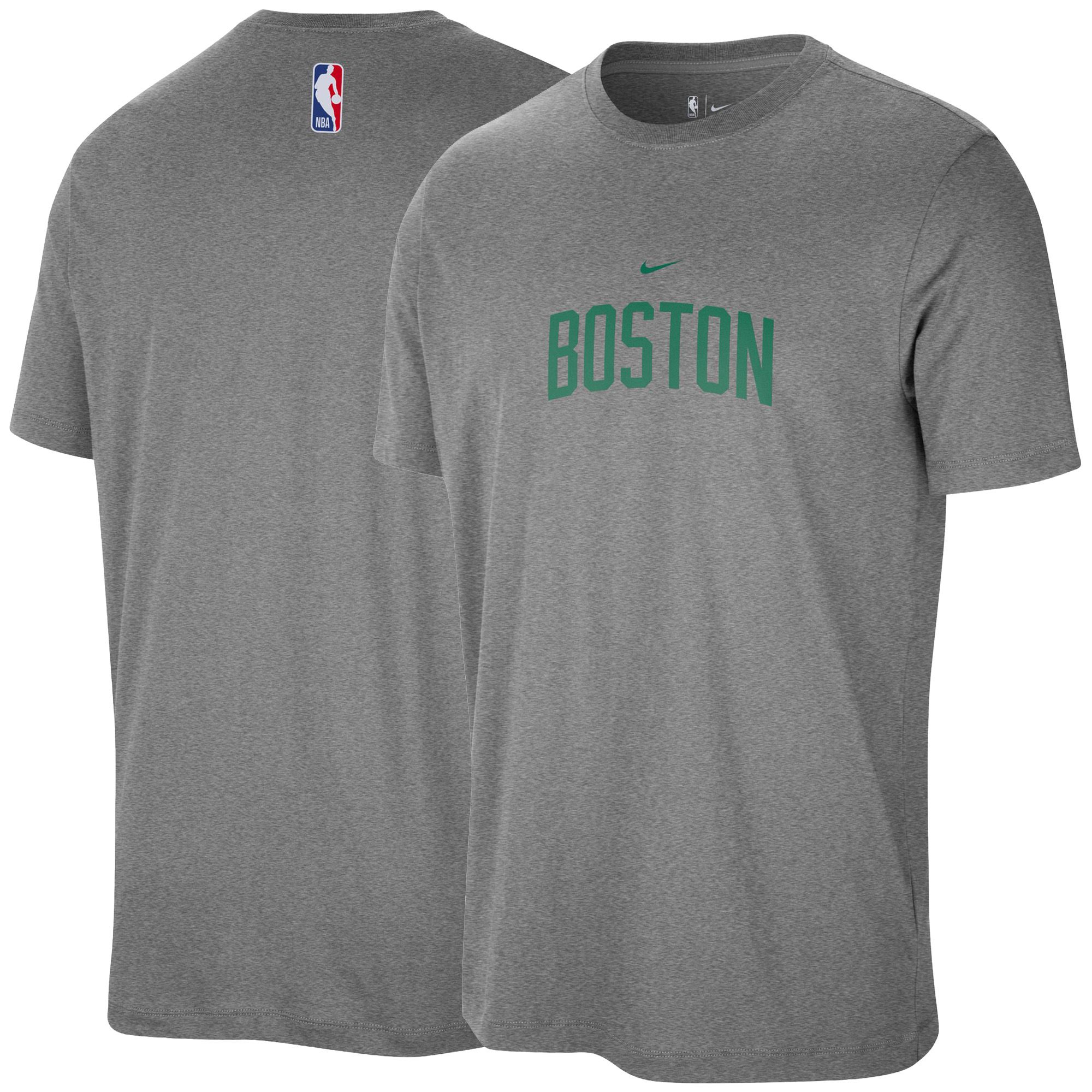 Nike Men's Boston Celtics Grey Wordmark T-Shirt, Large, Gray