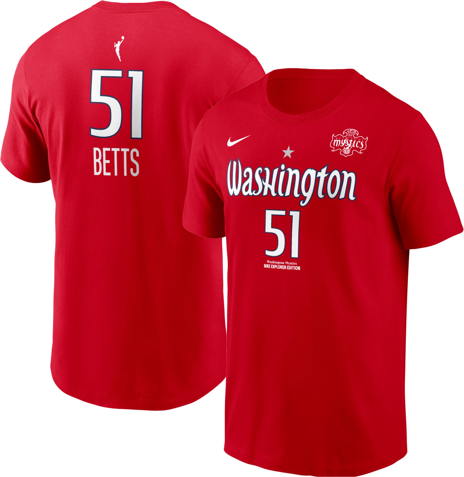 Nike Men's Washington Mystics Lauren Betts #51 Red T-Shirt
