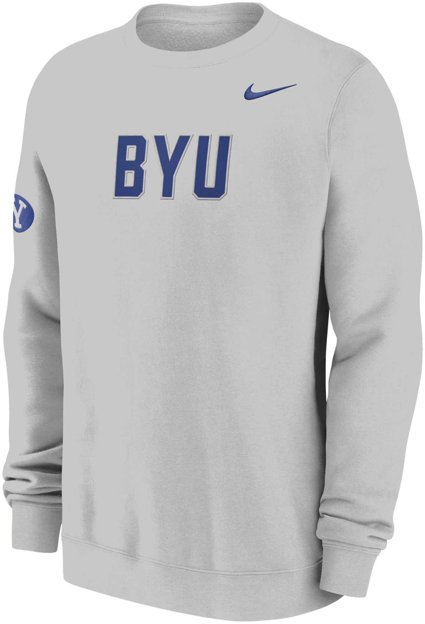 Nike Men's BYU Cougars Photon Dust Club Crewneck Sweatshirt, Small, White