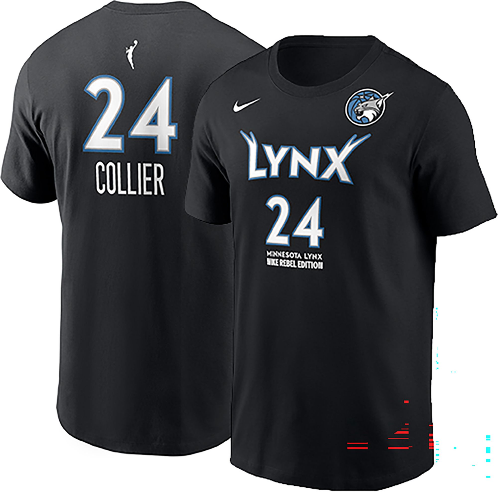 Nike Men's Minnesota Lynx Napheesa Collier #24 Black  Rebel T-Shirt