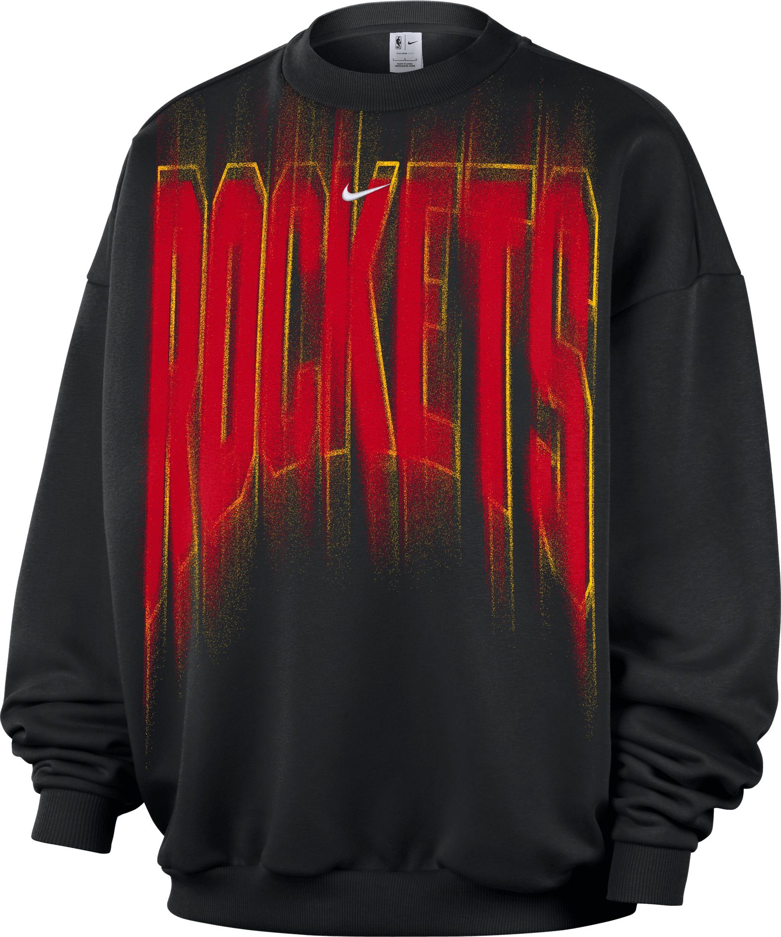 Nike Adult Houston Rockets Worn With Obsession Standard Issue Game Theater Team Crew Sweatshirt, Men's, XL, Black