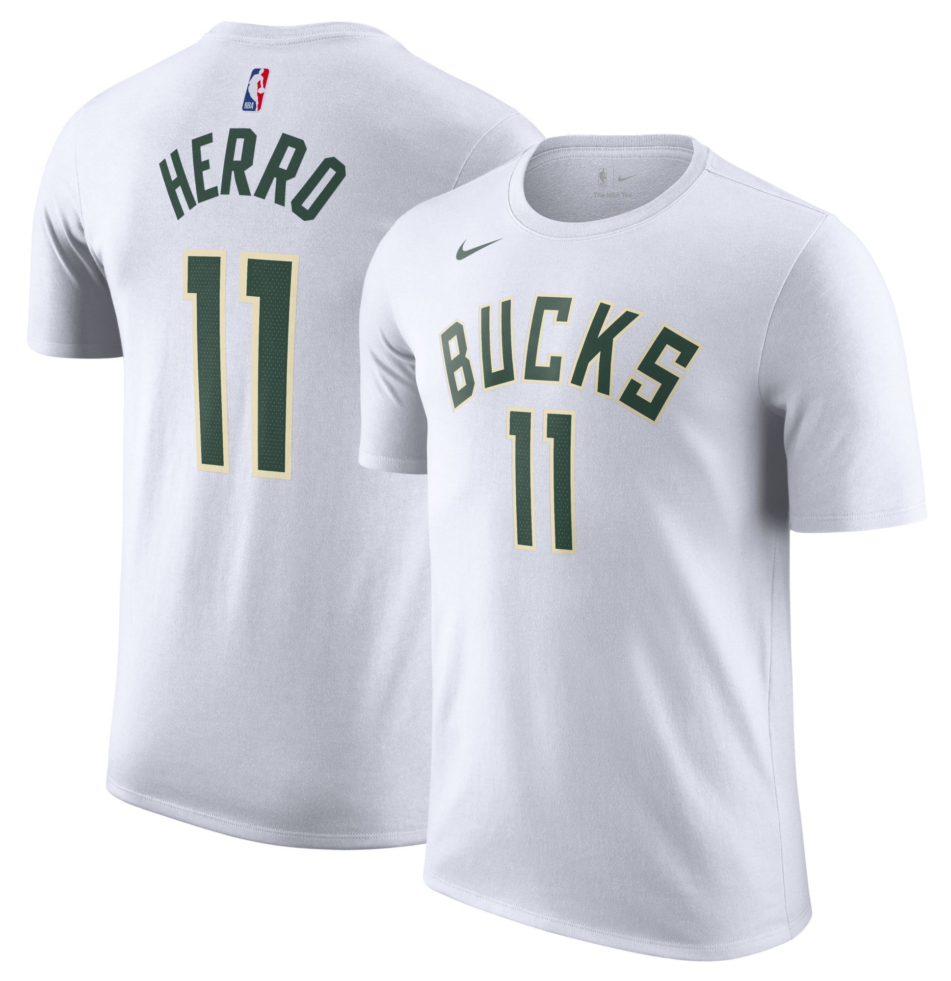 Nike Men's Milwaukee Bucks White Tyler Herro #11 Association Edition T-Shirt, Large