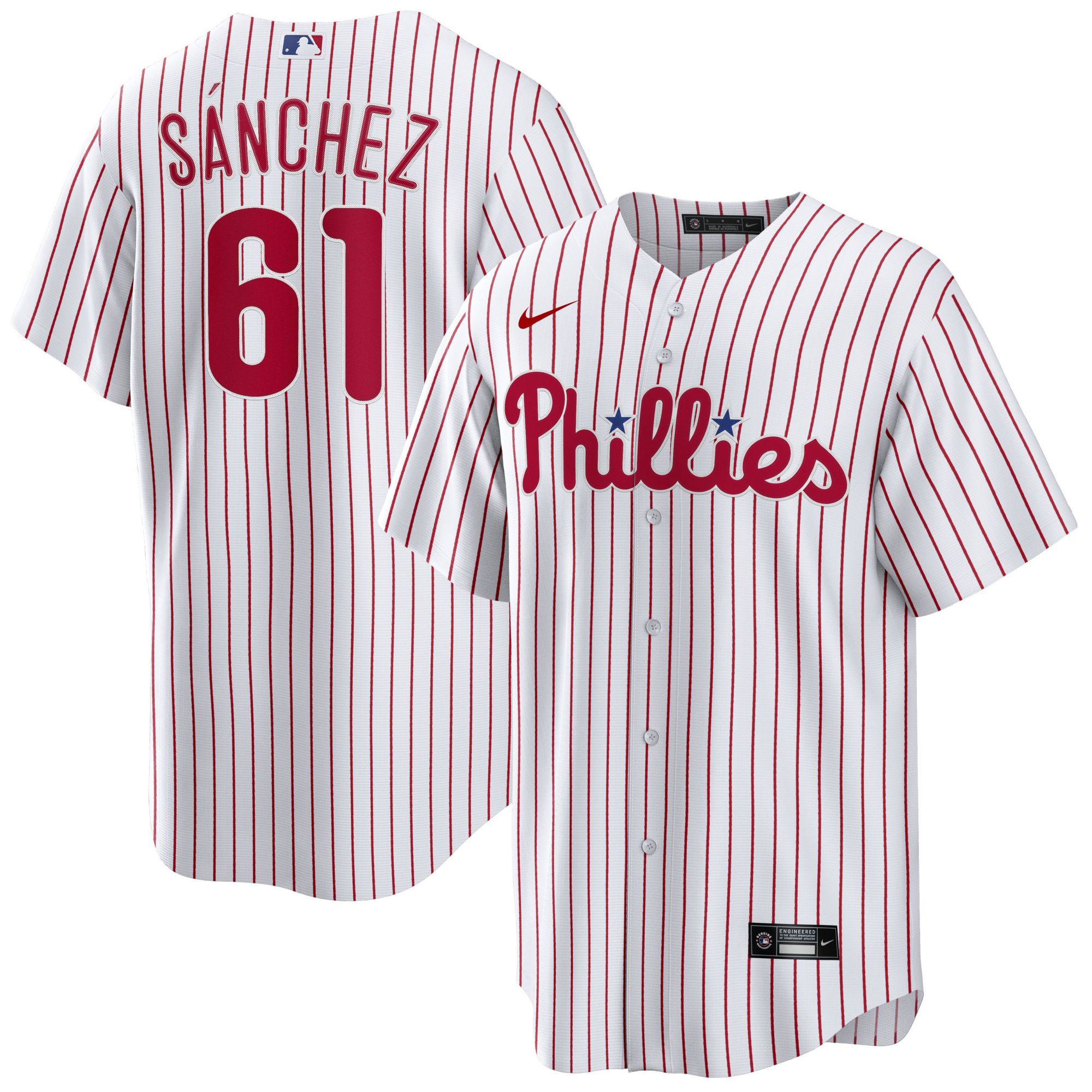 Nike Men's Philadelphia Phillies White Cristopher Sanchez #61 Home Replica Jersey